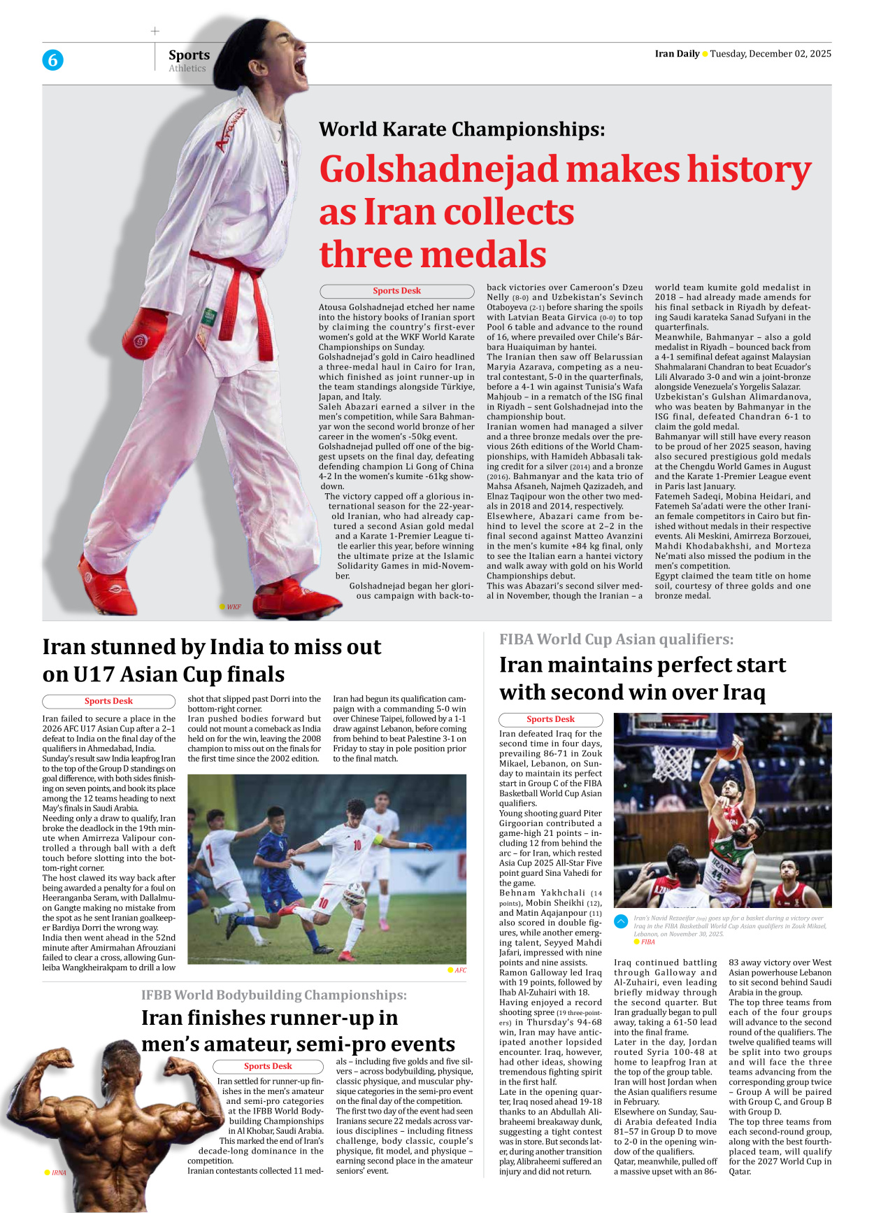 Iran Daily - Number Seven Thousand Nine Hundred and Ninety Two - 02 December 2025 - Page 6