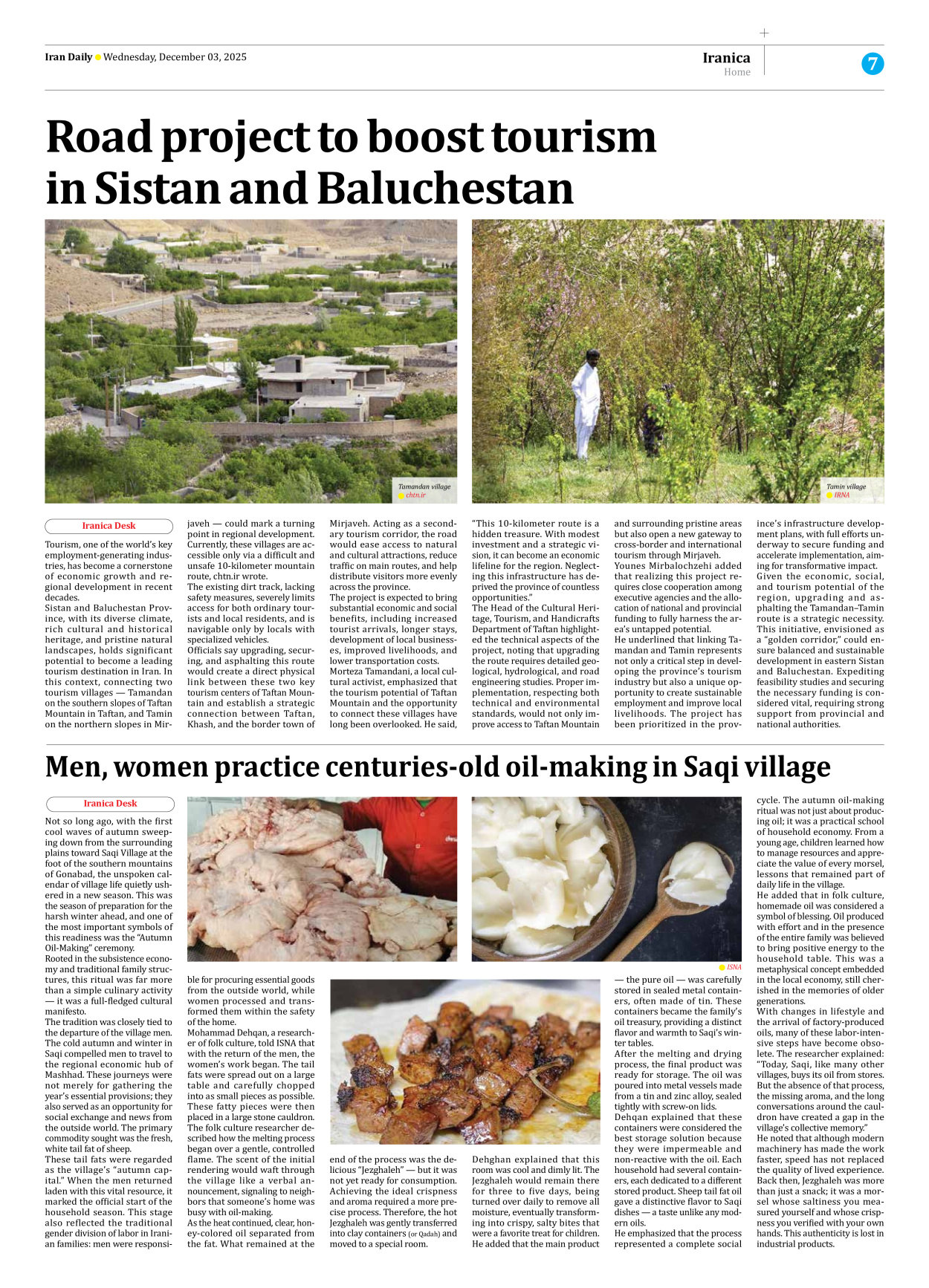 Iran Daily - Number Seven Thousand Nine Hundred and Ninety Three - 03 December 2025 - Page 7