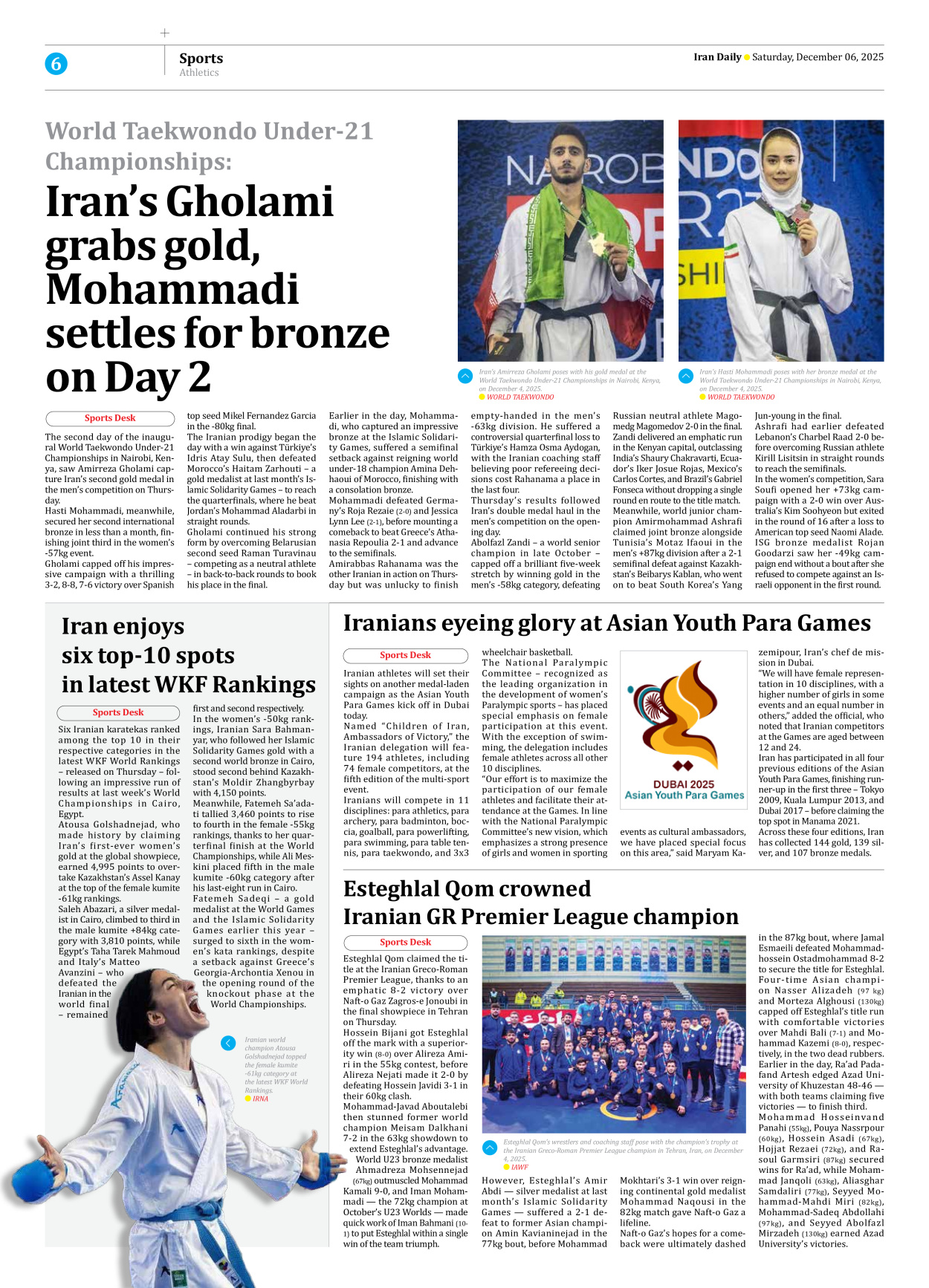 Iran Daily - Number Seven Thousand Nine Hundred and Ninety Five - 06 December 2025 - Page 6