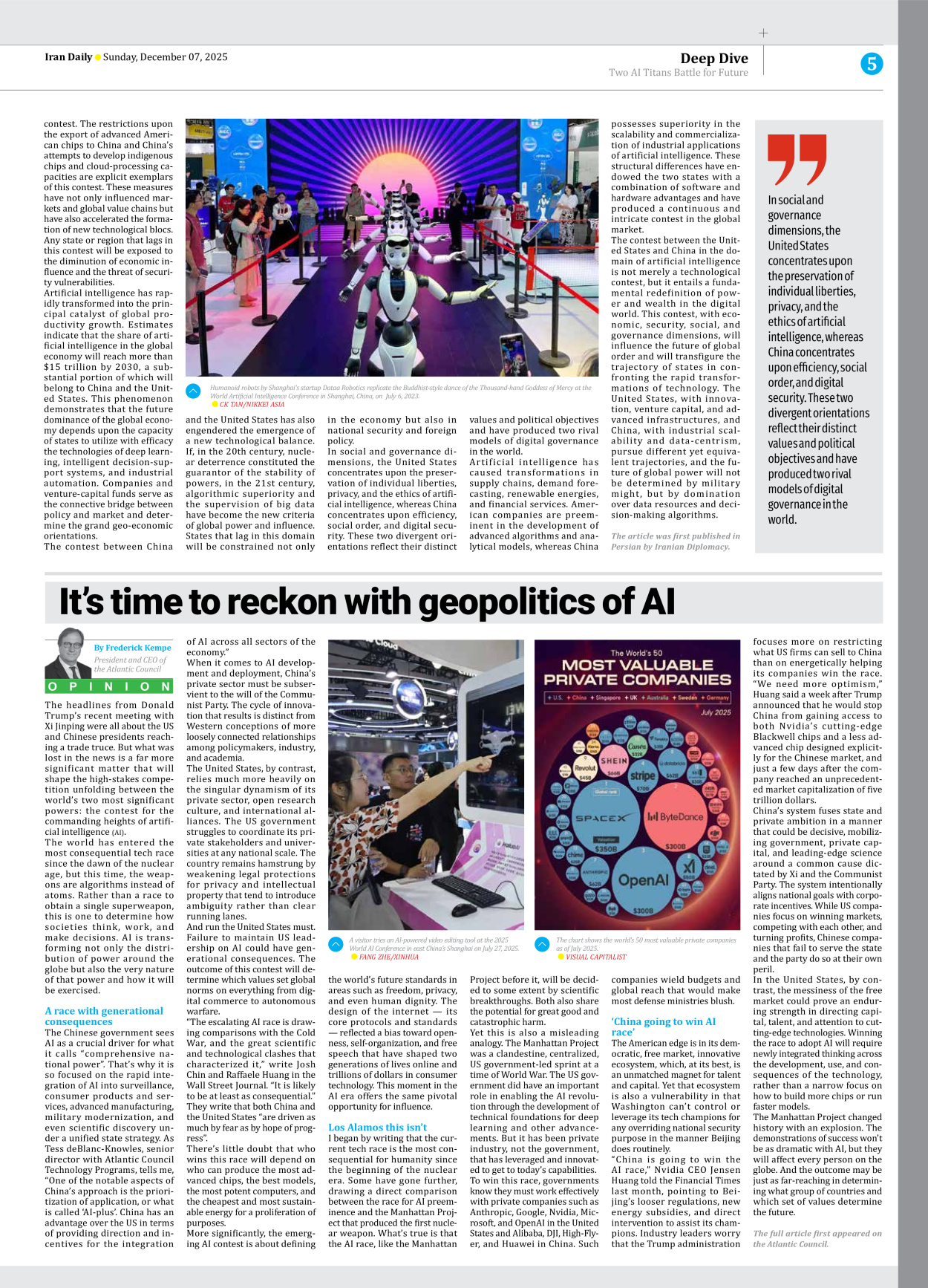 Iran Daily - Number Seven Thousand Nine Hundred and Ninety Six - 07 December 2025 - Page 5