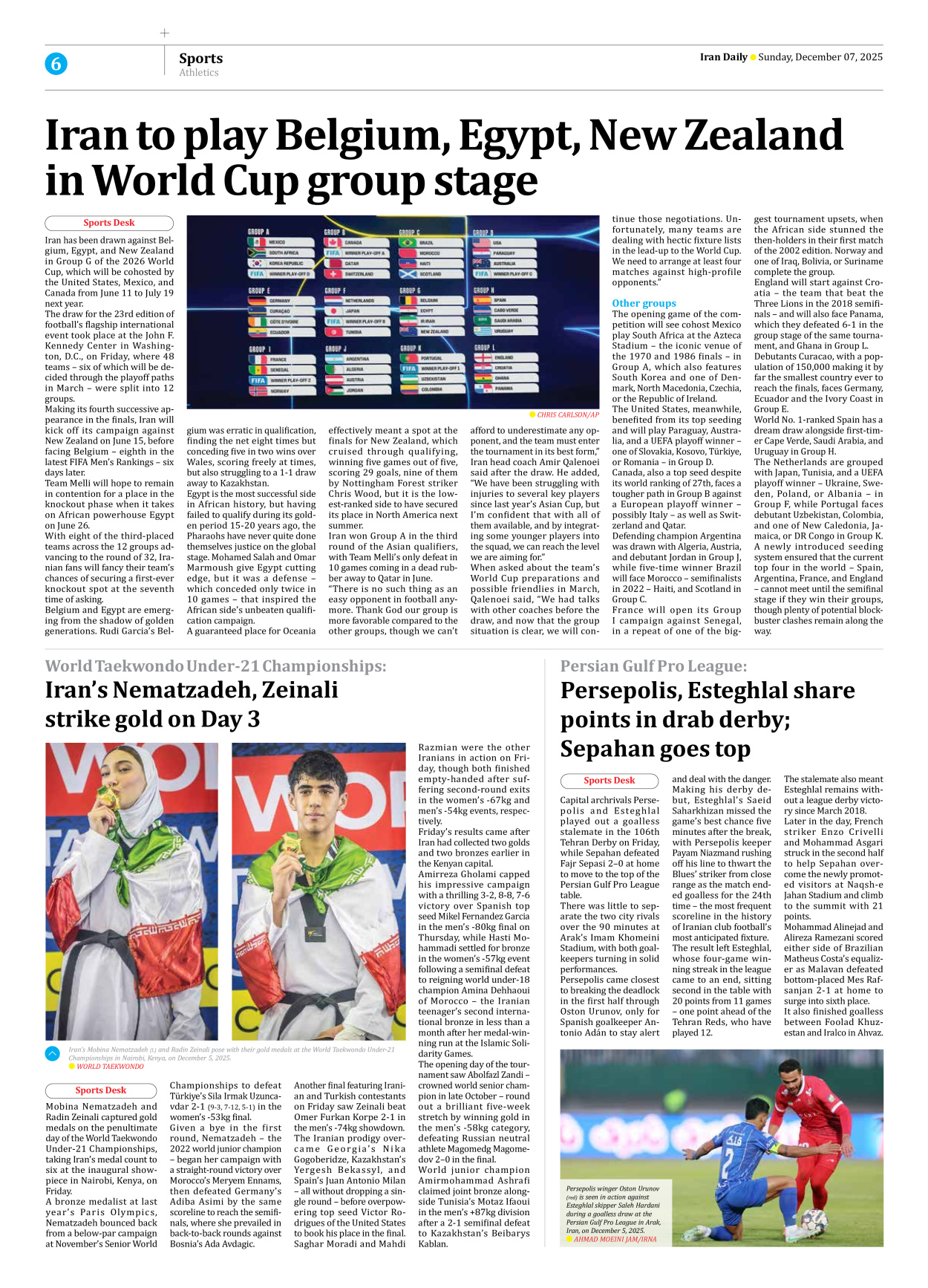 Iran Daily - Number Seven Thousand Nine Hundred and Ninety Six - 07 December 2025 - Page 6