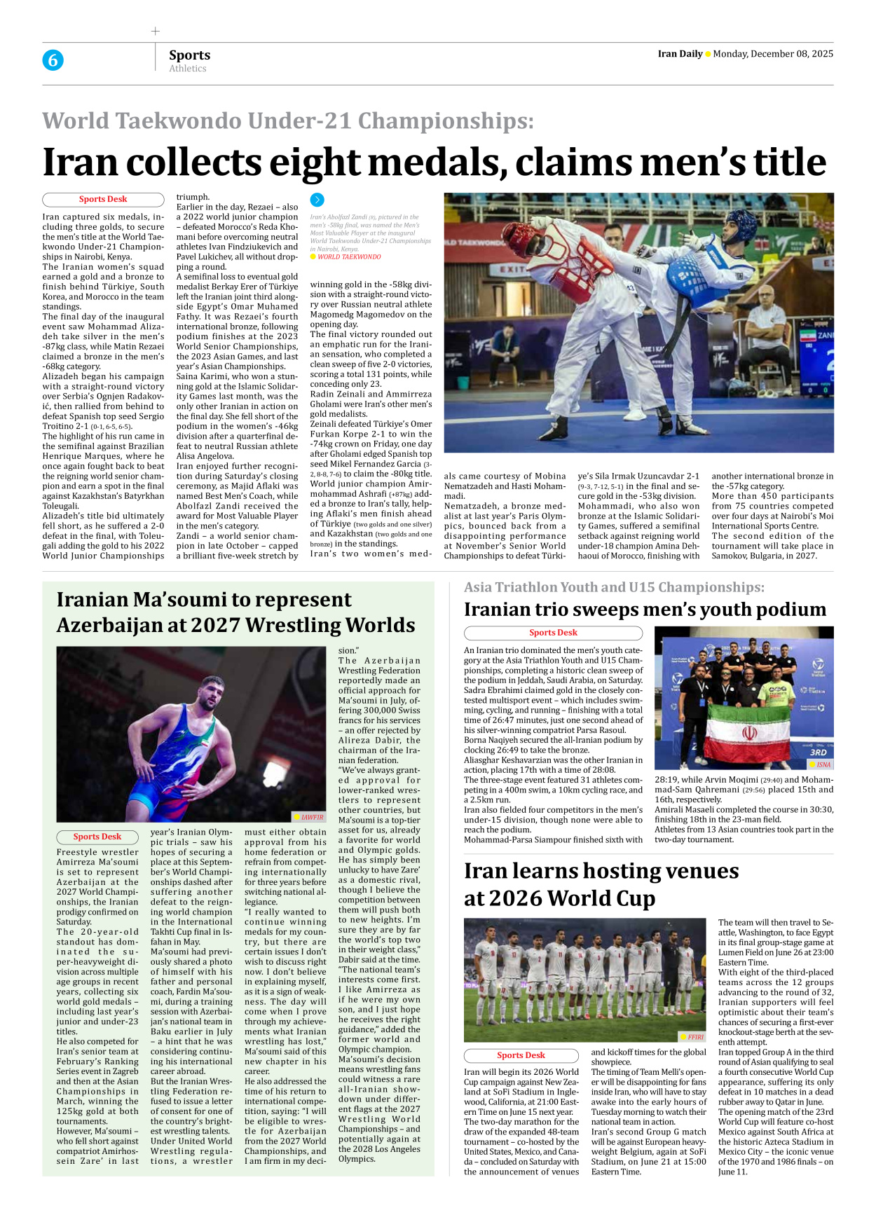 Iran Daily - Number Seven Thousand Nine Hundred and Ninety Seven - 08 December 2025 - Page 6