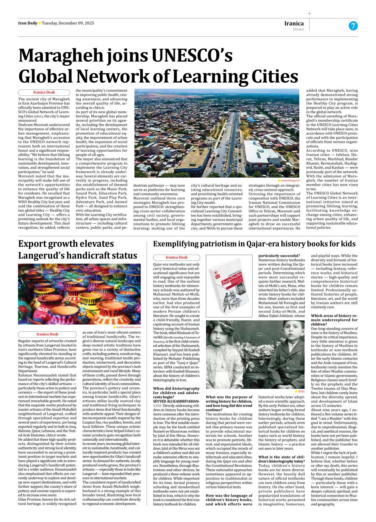 Iran Daily - Number Seven Thousand Nine Hundred and Ninety Eight - 09 December 2025 - Page 7