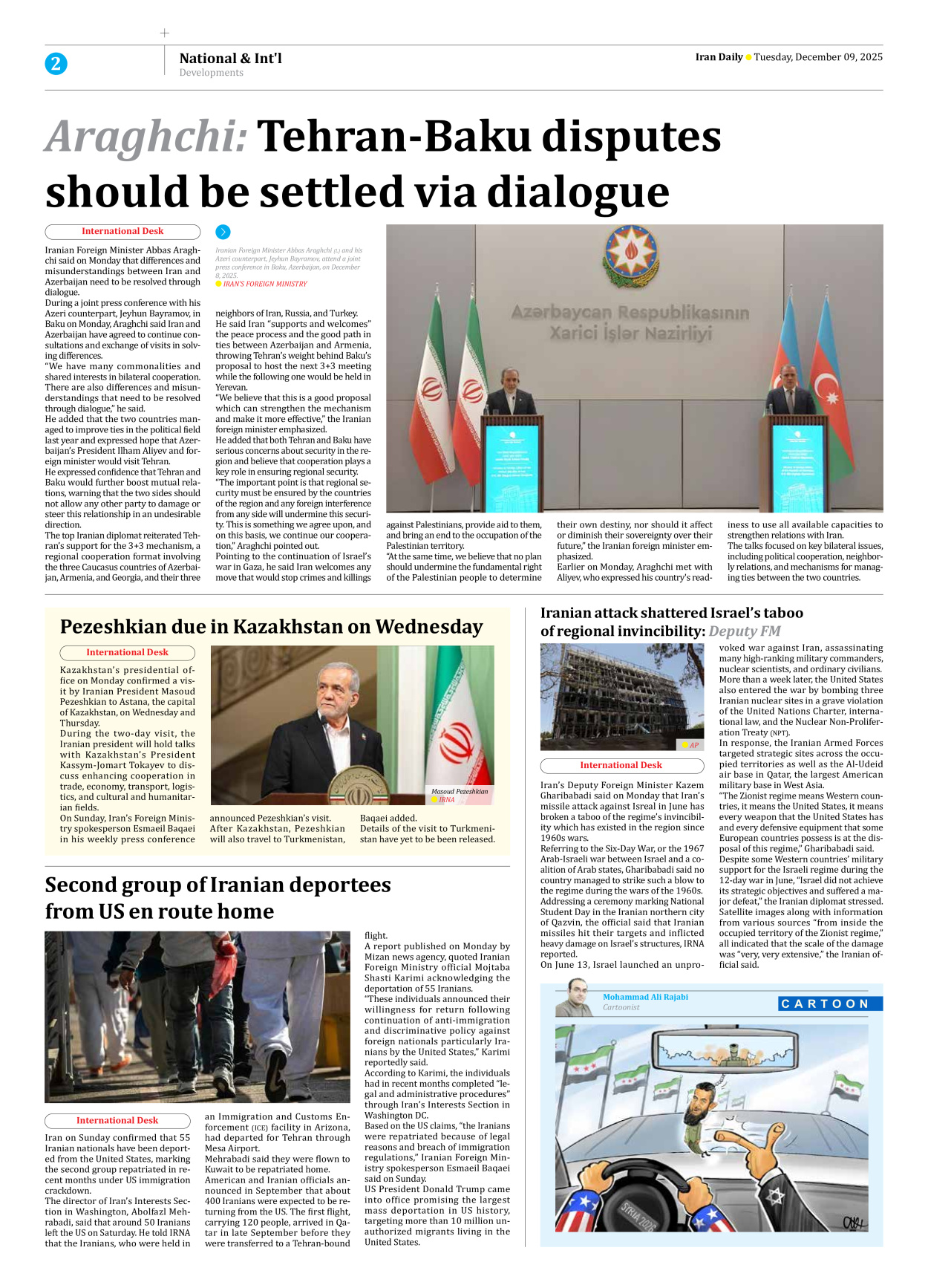 Iran Daily - Number Seven Thousand Nine Hundred and Ninety Eight - 09 December 2025 - Page 2