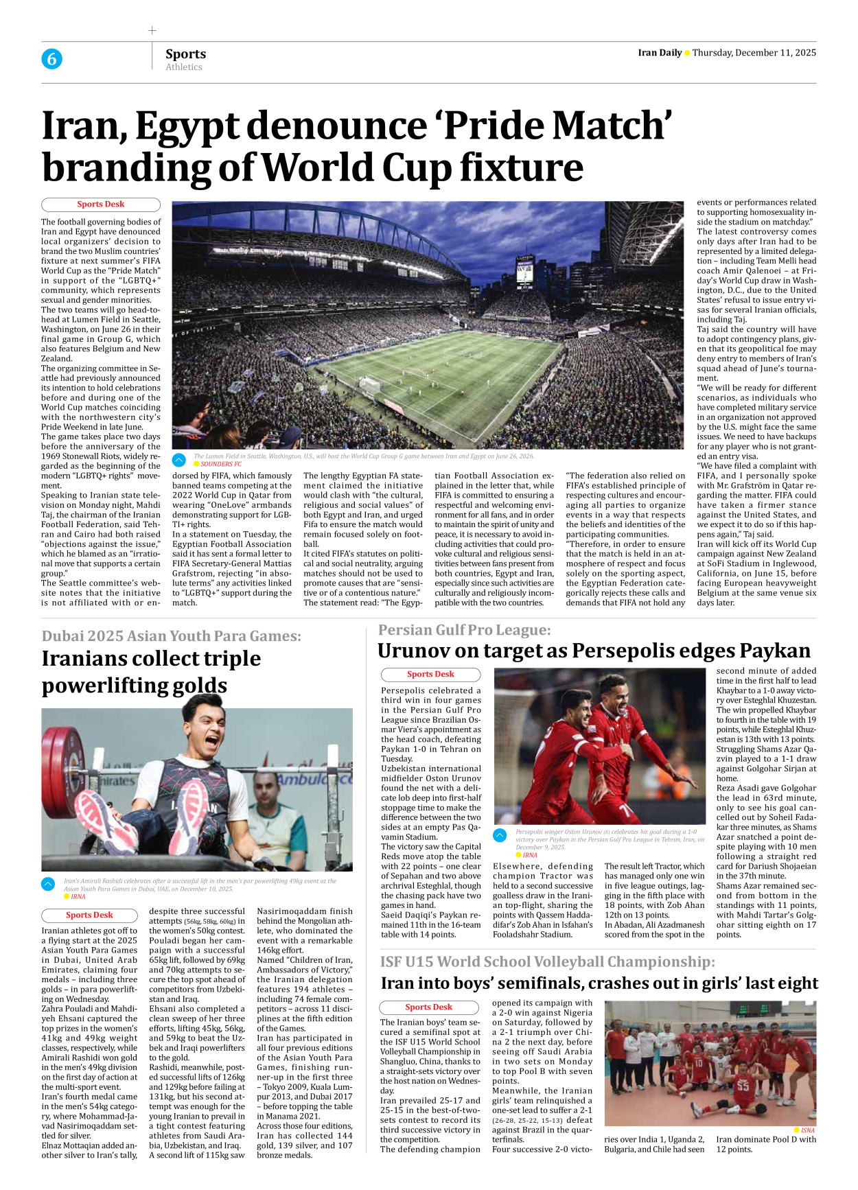 Iran Daily - Number Eight Thousand - 11 December 2025 - Page 6