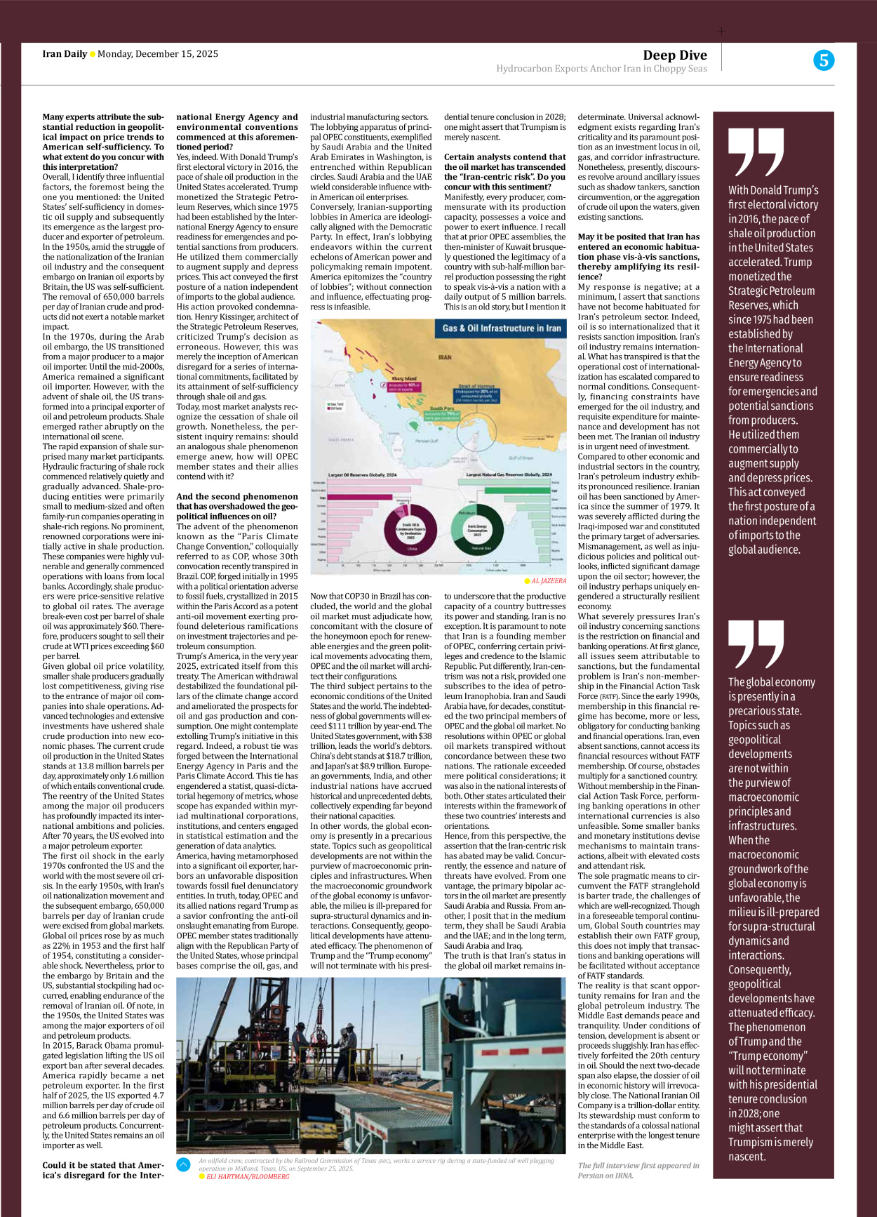 Iran Daily - Number Eight Thousand Three - 15 December 2025 - Page 5