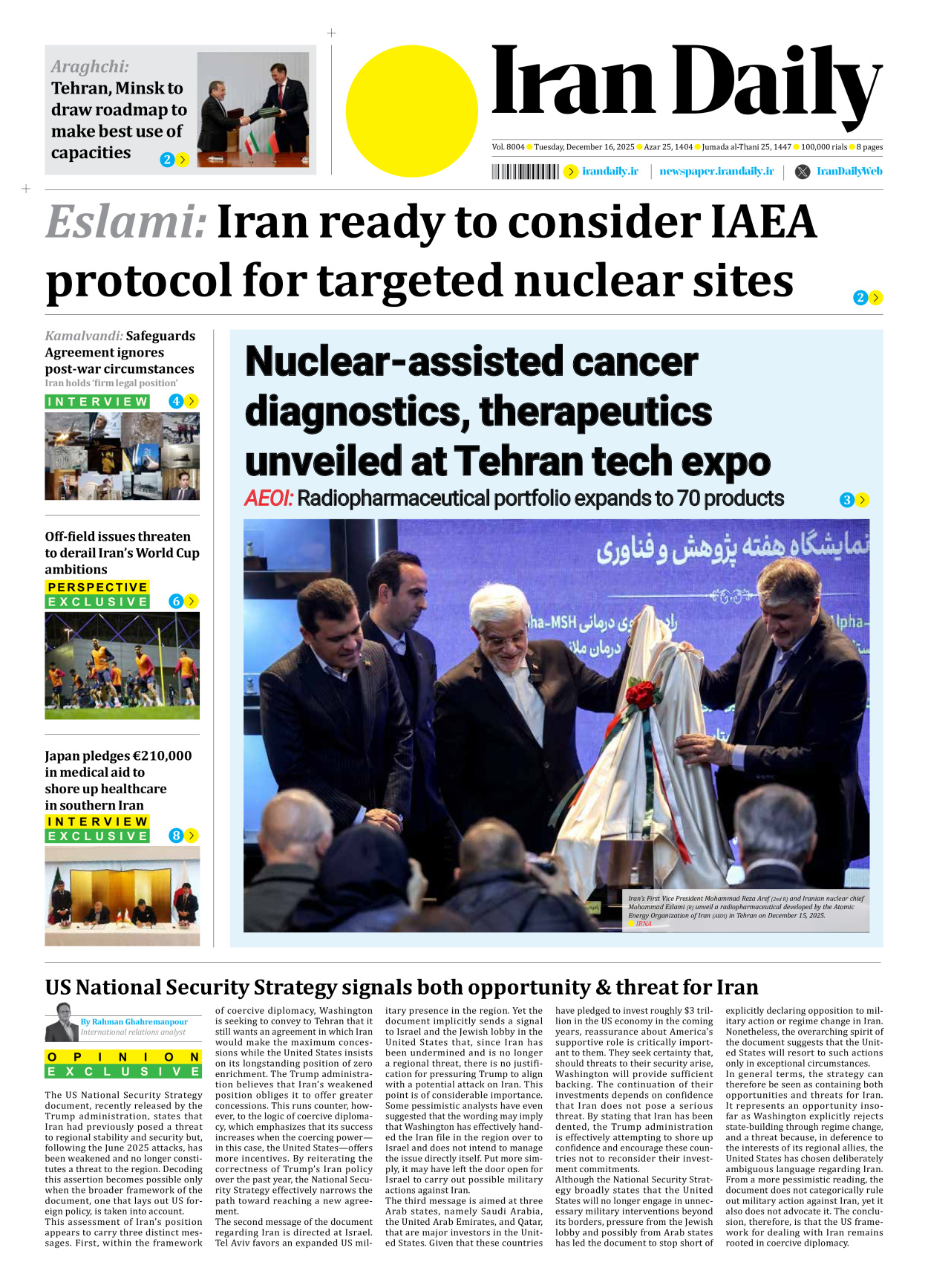 Iran Daily - Number Eight Thousand Four - 16 December 2025