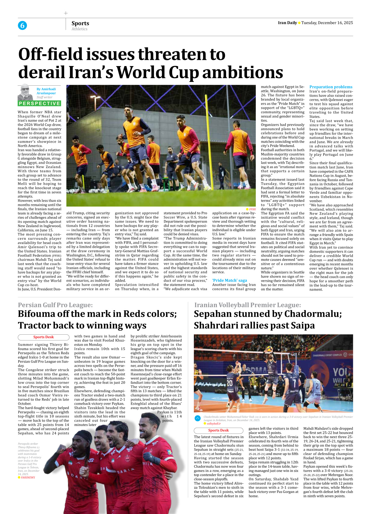 Iran Daily - Number Eight Thousand Four - 16 December 2025 - Page 6