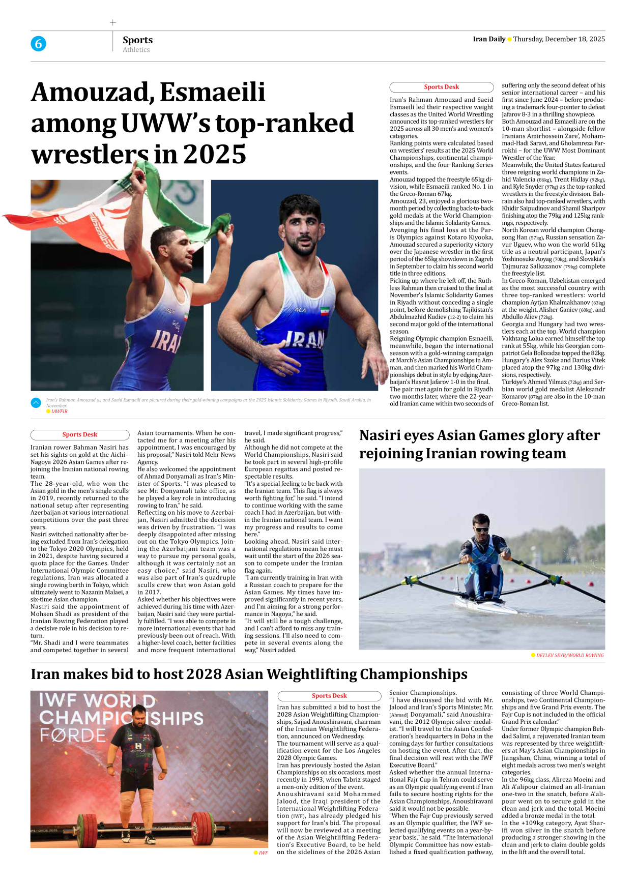 Iran Daily - Number Eight Thousand Six - 18 December 2025 - Page 6