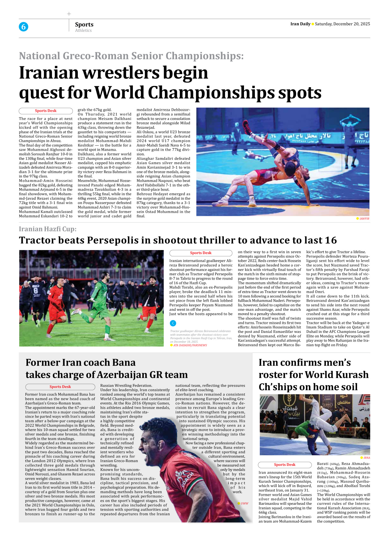 Iran Daily - Number Eight Thousand Seven - 20 December 2025 - Page 6