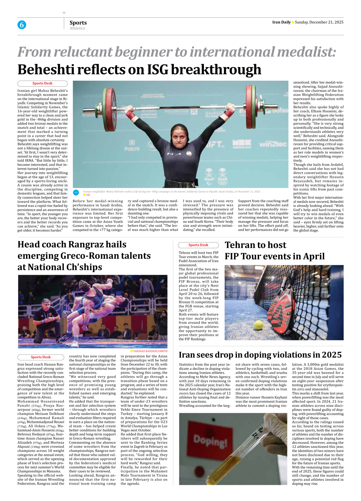 Iran Daily - Number Eight Thousand Eight - 21 December 2025 - Page 6
