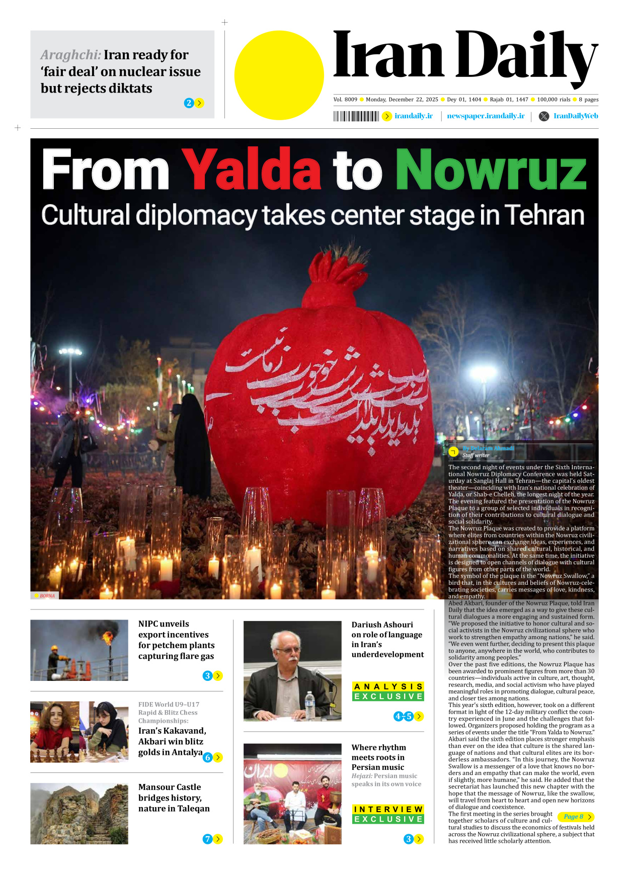 Iran Daily - Number Eight Thousand Nine - 22 December 2025