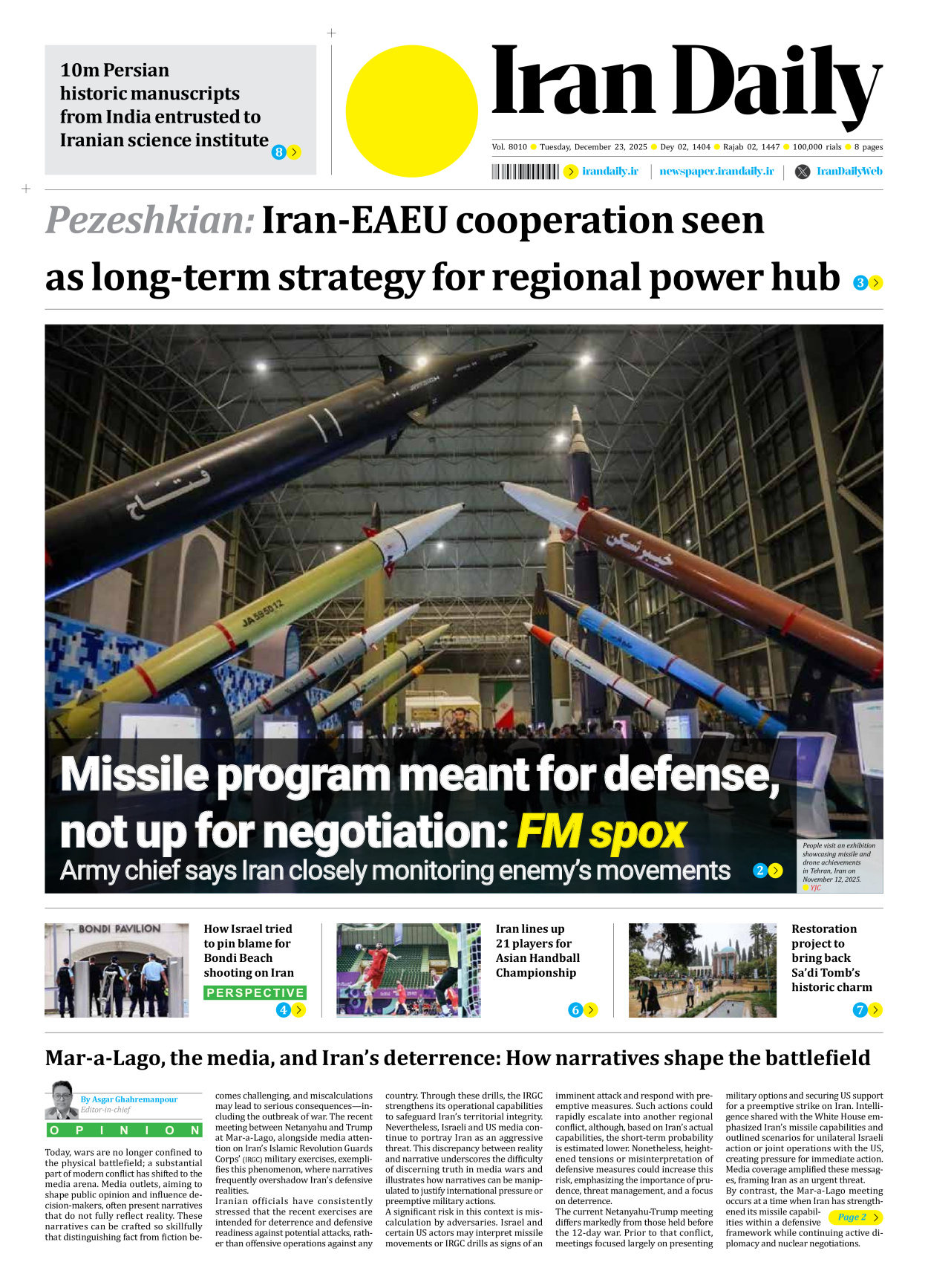 Iran Daily - Number Eight Thousand Ten - 23 December 2025