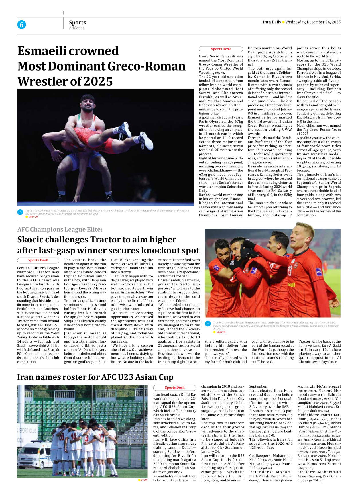 Iran Daily - Number Eight Thousand Eleven - 24 December 2025 - Page 6