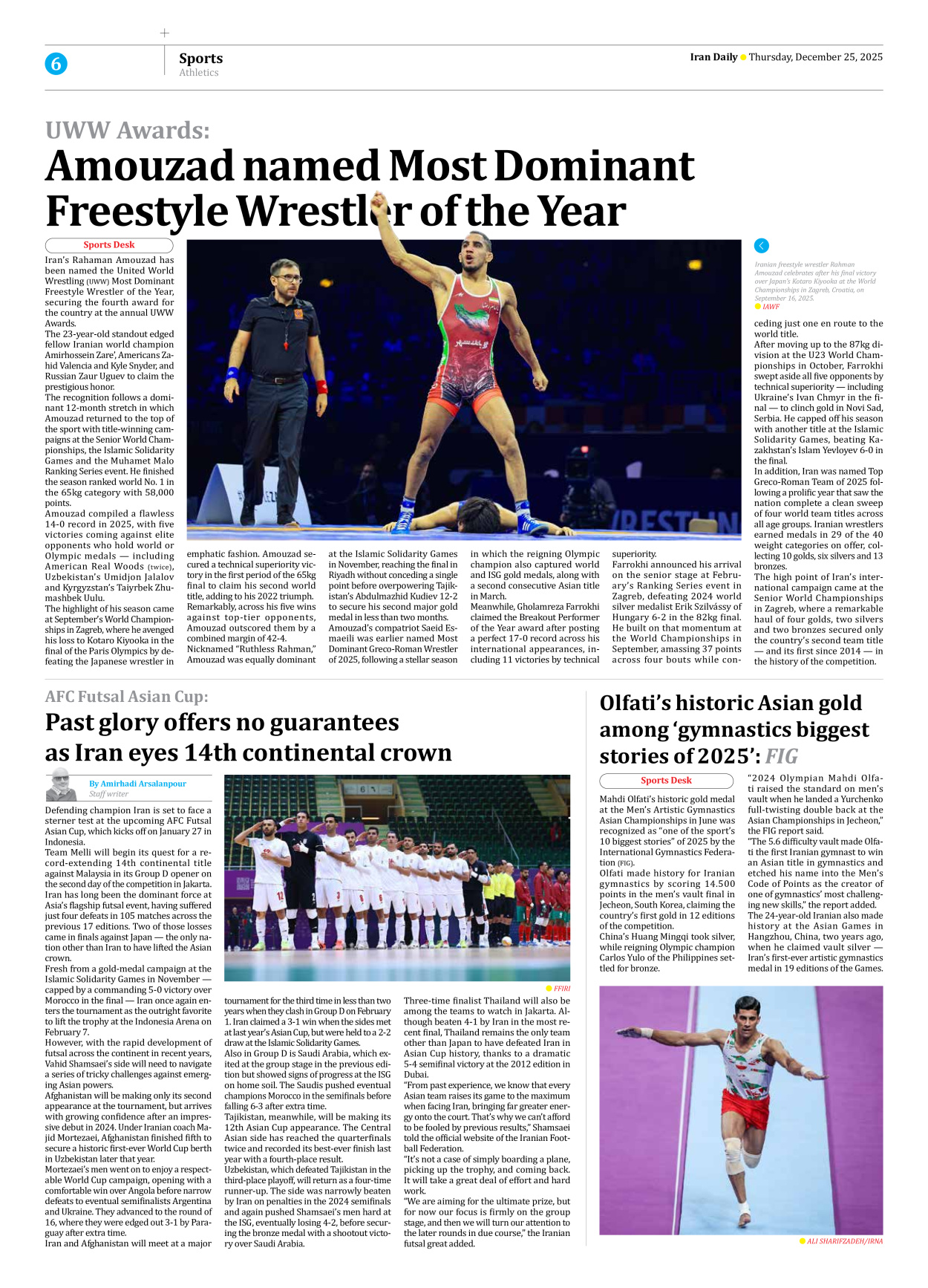 Iran Daily - Number Eight Thousand Twelve - 25 December 2025 - Page 6