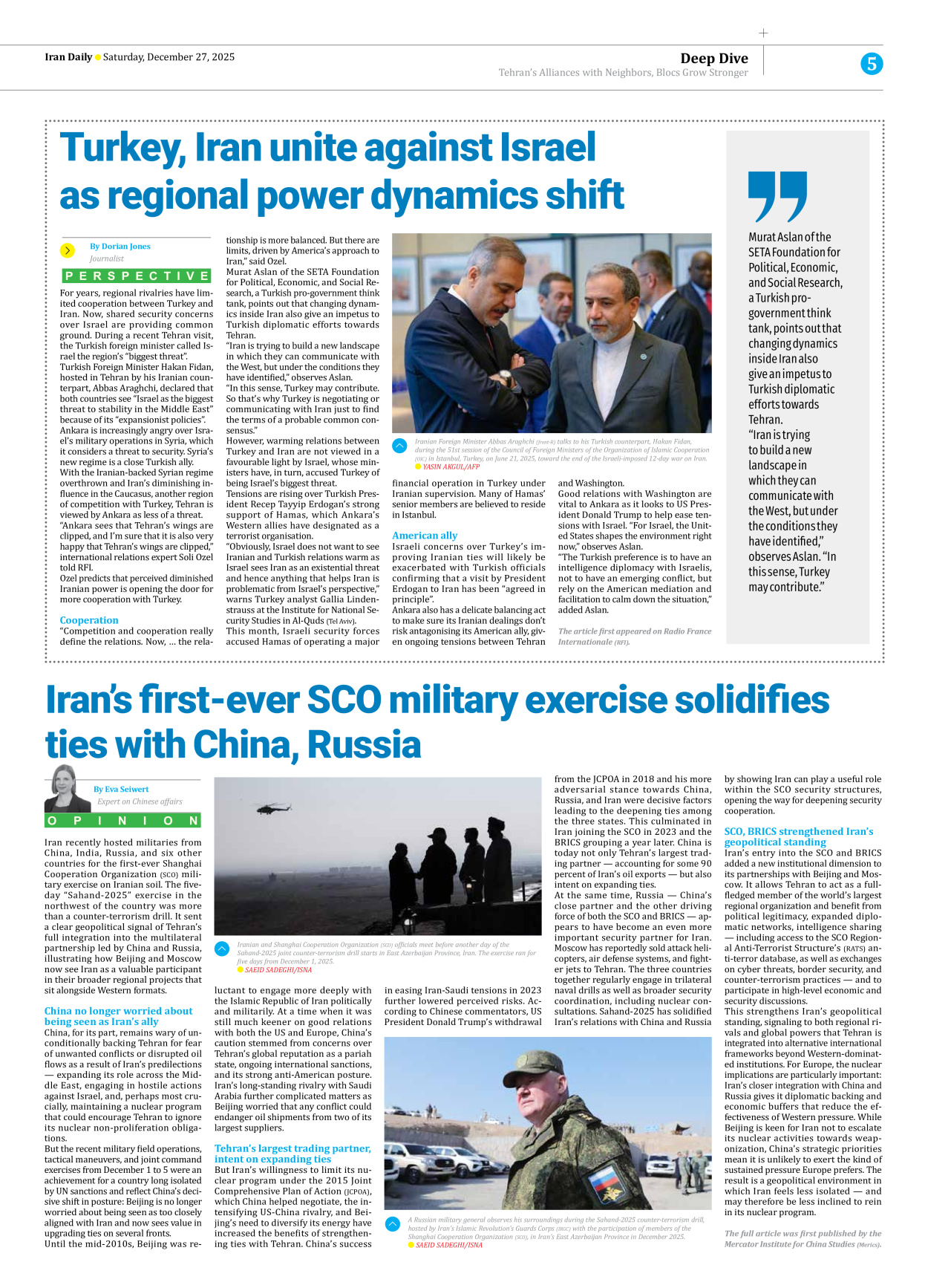 Iran Daily - Number Eight Thousand Thirteen - 27 December 2025 - Page 5