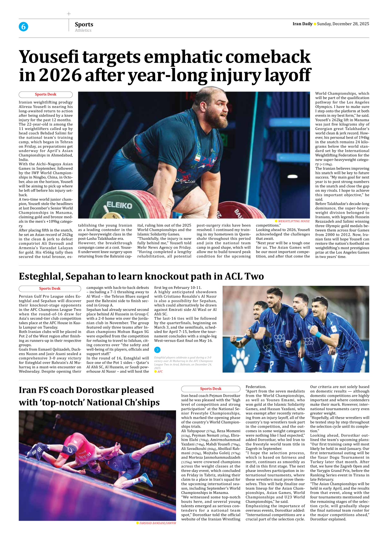 Iran Daily - Number Eight Thousand Fourteen - 28 December 2025 - Page 6