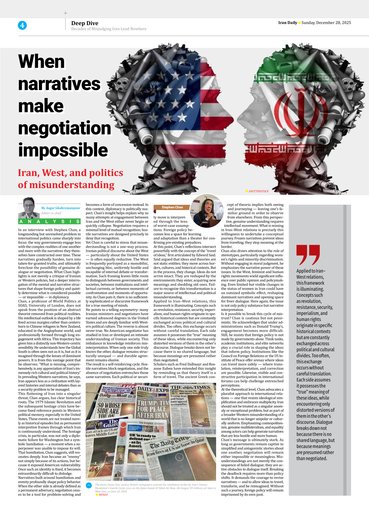 Iran Daily - Number Eight Thousand Fourteen - 28 December 2025 - Page 4