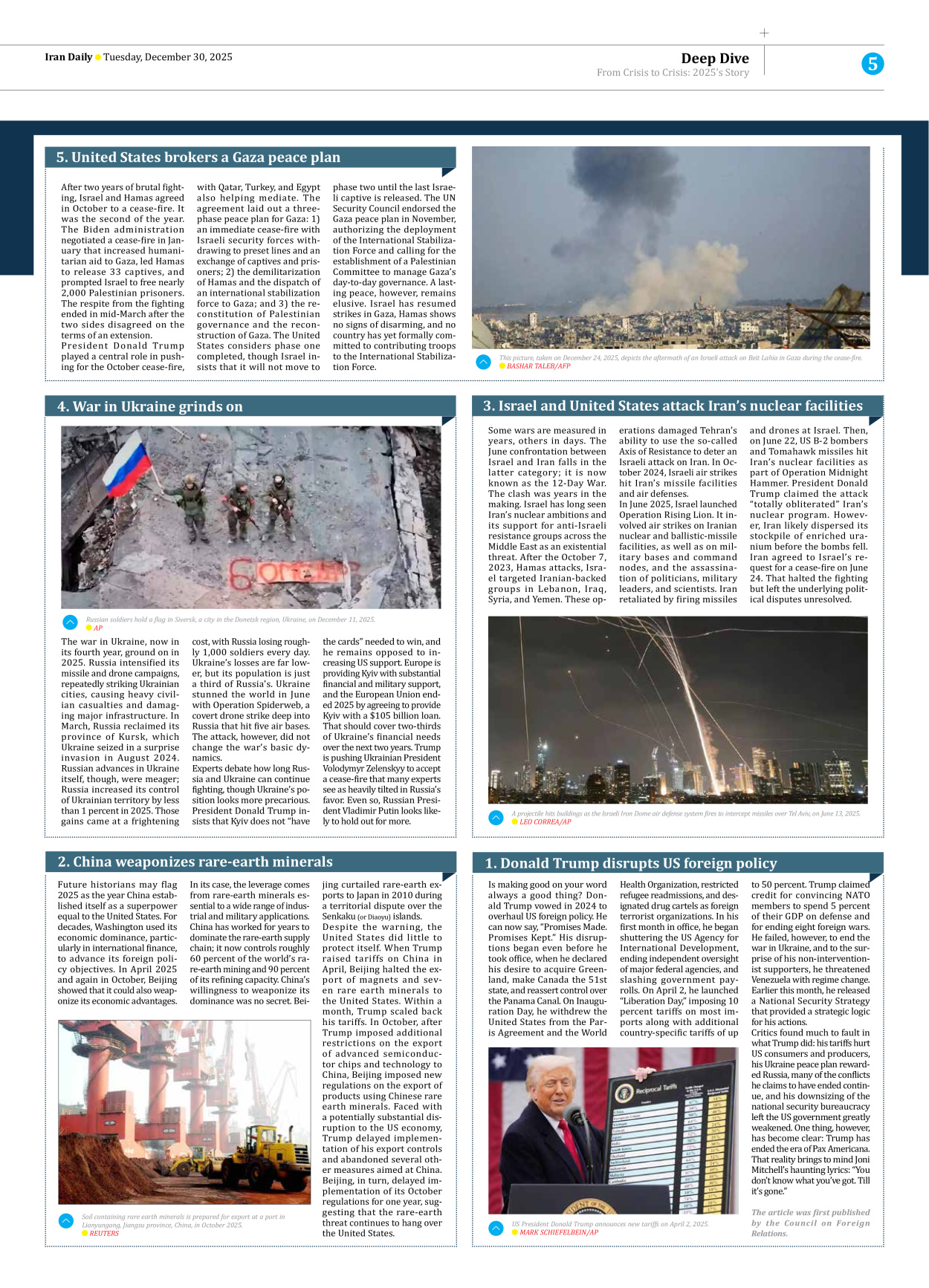 Iran Daily - Number Eight Thousand Sixteen - 30 December 2025 - Page 5