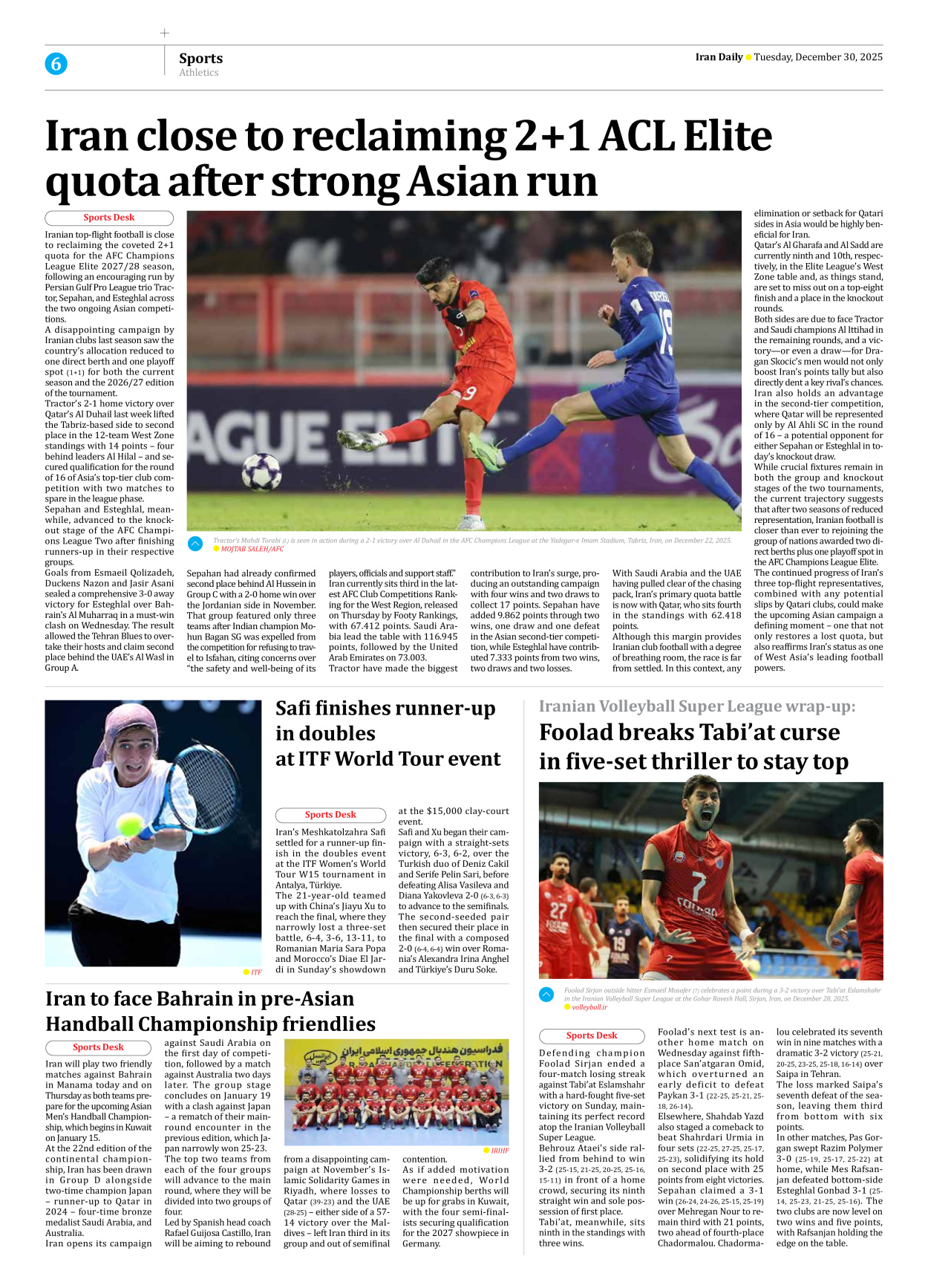 Iran Daily - Number Eight Thousand Sixteen - 30 December 2025 - Page 6