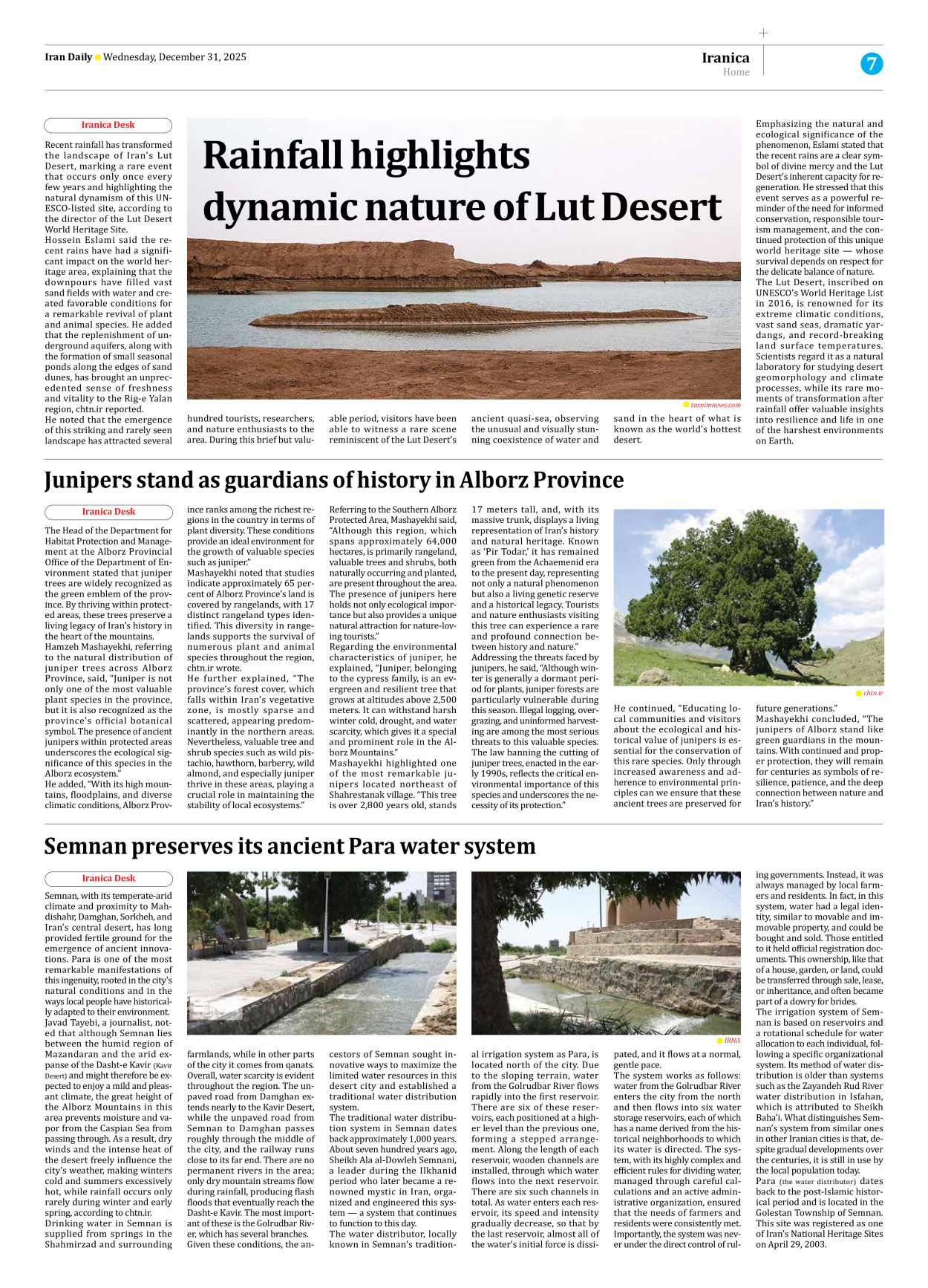 Iran Daily - Number Eight Thousand Seventeen - 31 December 2025 - Page 7