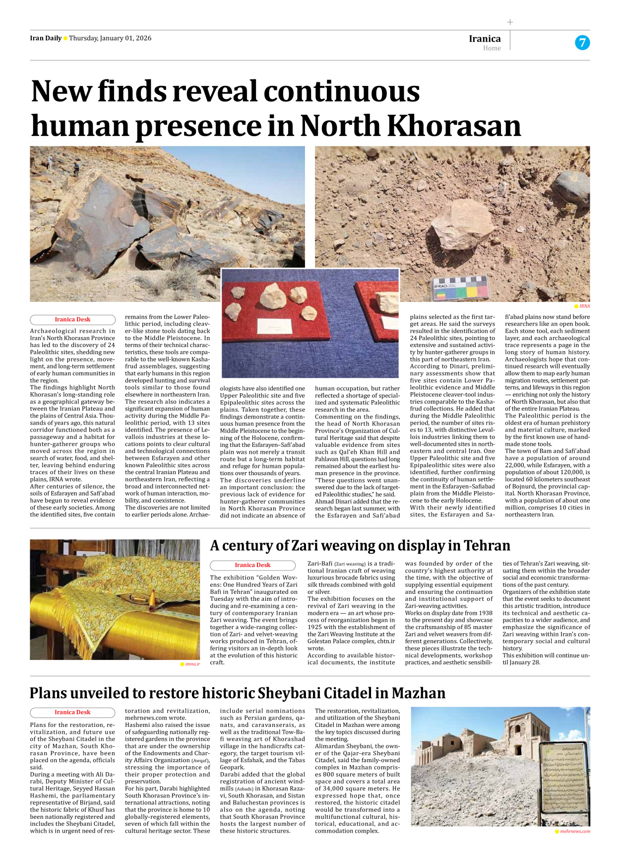 Iran Daily - Number Eight Thousand Eighteen - 01 January 2026 - Page 7