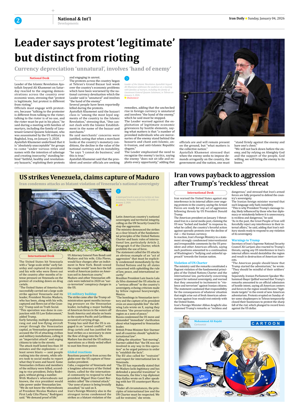 Iran Daily - Number Eight Thousand Nineteen - 04 January 2026 - Page 2