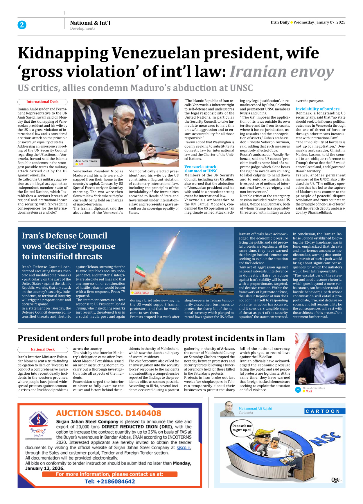 Iran Daily - Number Eight Thousand Twenty Two - 07 January 2026 - Page 2
