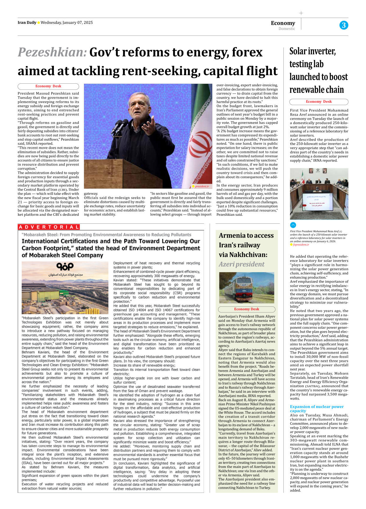 Iran Daily - Number Eight Thousand Twenty Two - 07 January 2026 - Page 3
