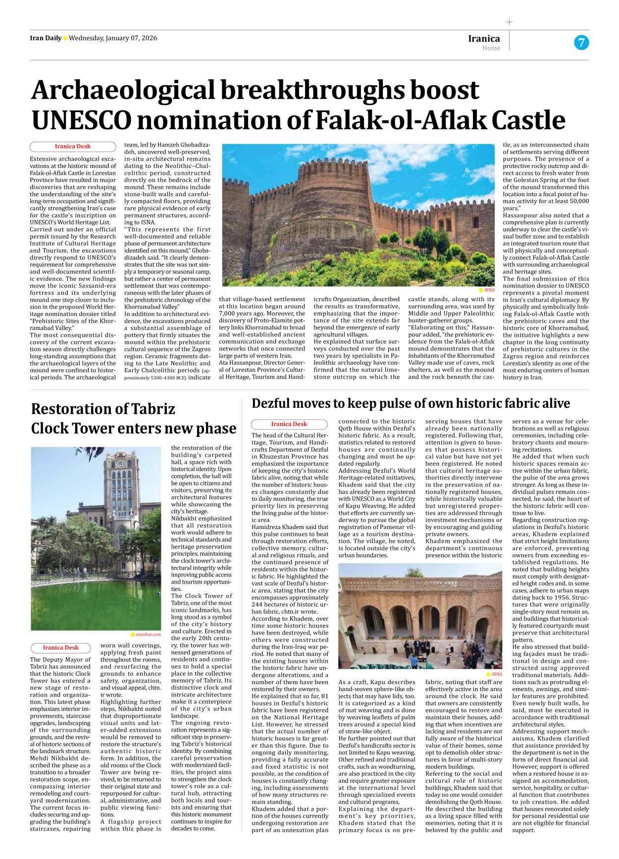Iran Daily - Number Eight Thousand Twenty Two - 07 January 2026 - Page 7