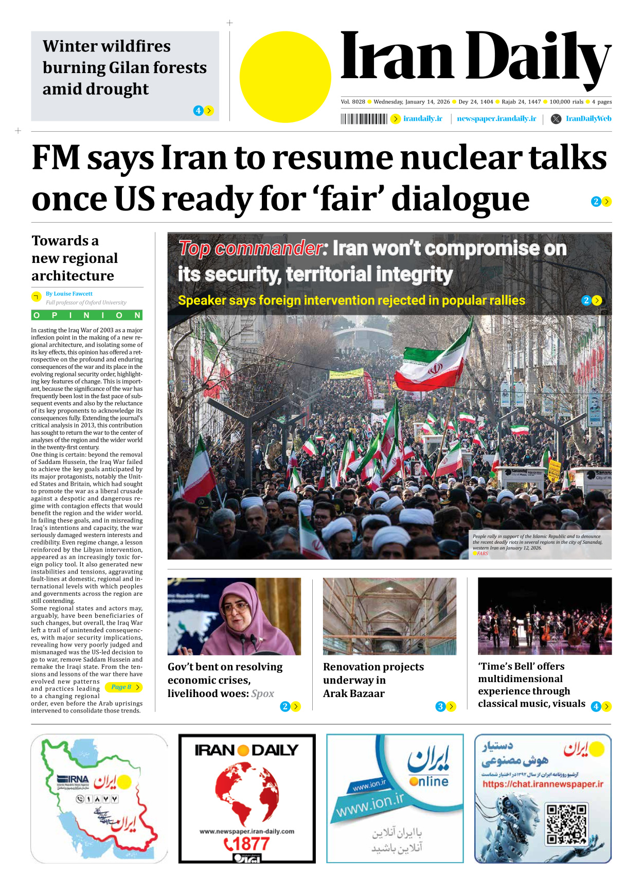 Iran Daily - Number Eight Thousand Twenty Eight - 14 January 2026
