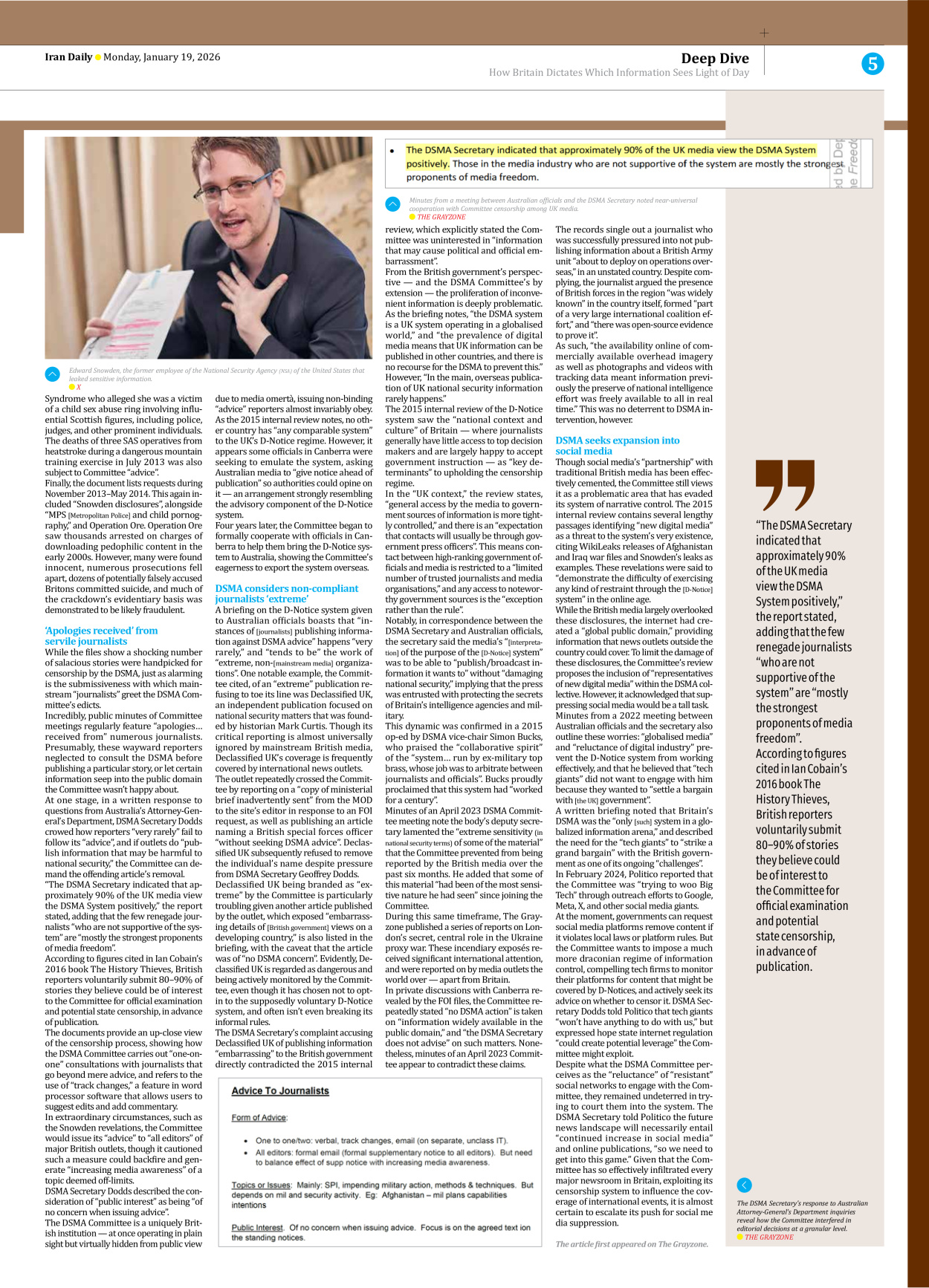 Iran Daily - Number Eight Thousand Thirty One - 19 January 2026 - Page 5