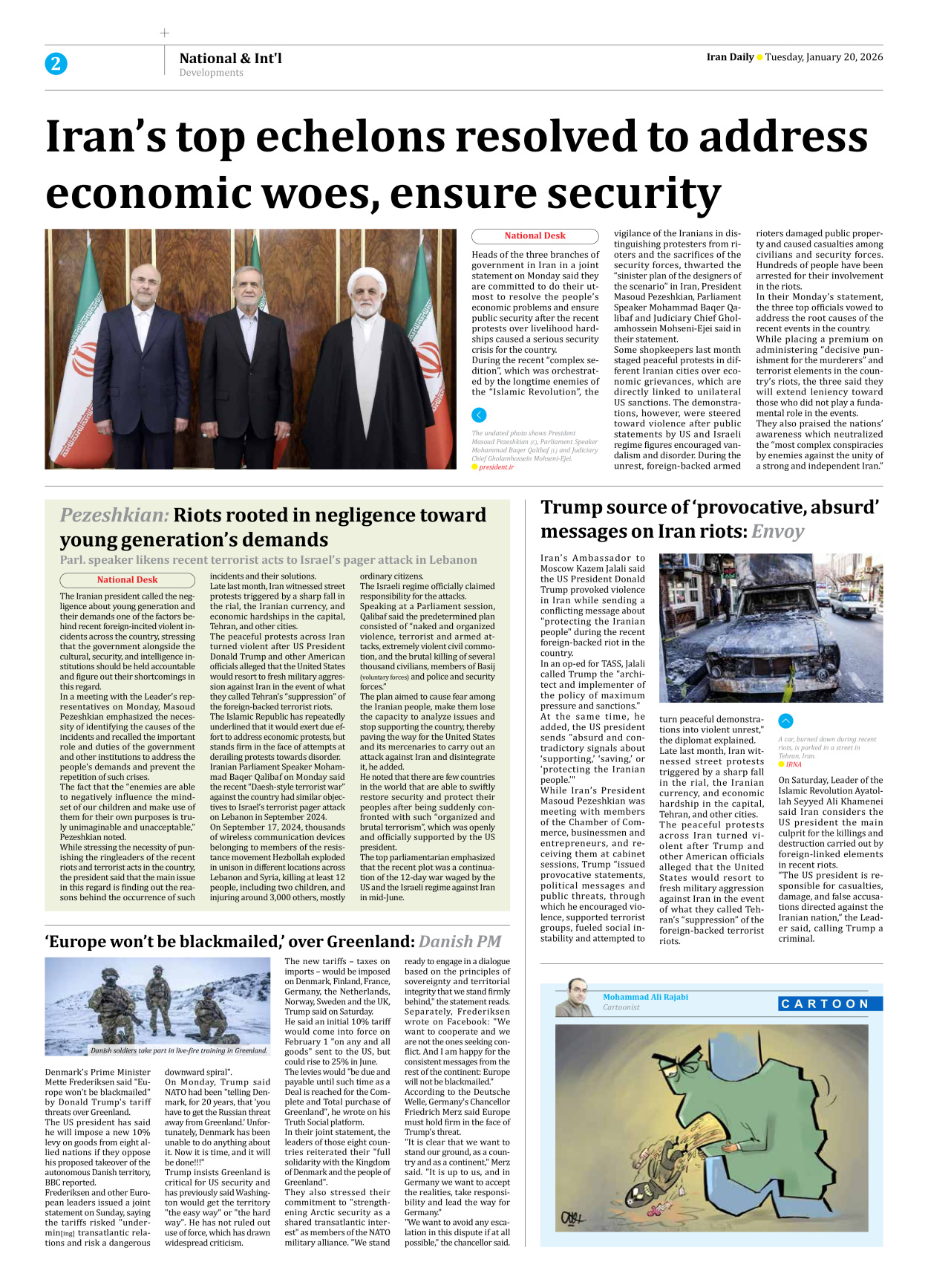 Iran Daily - Number Eight Thousand Thirty Two - 20 January 2026 - Page 2