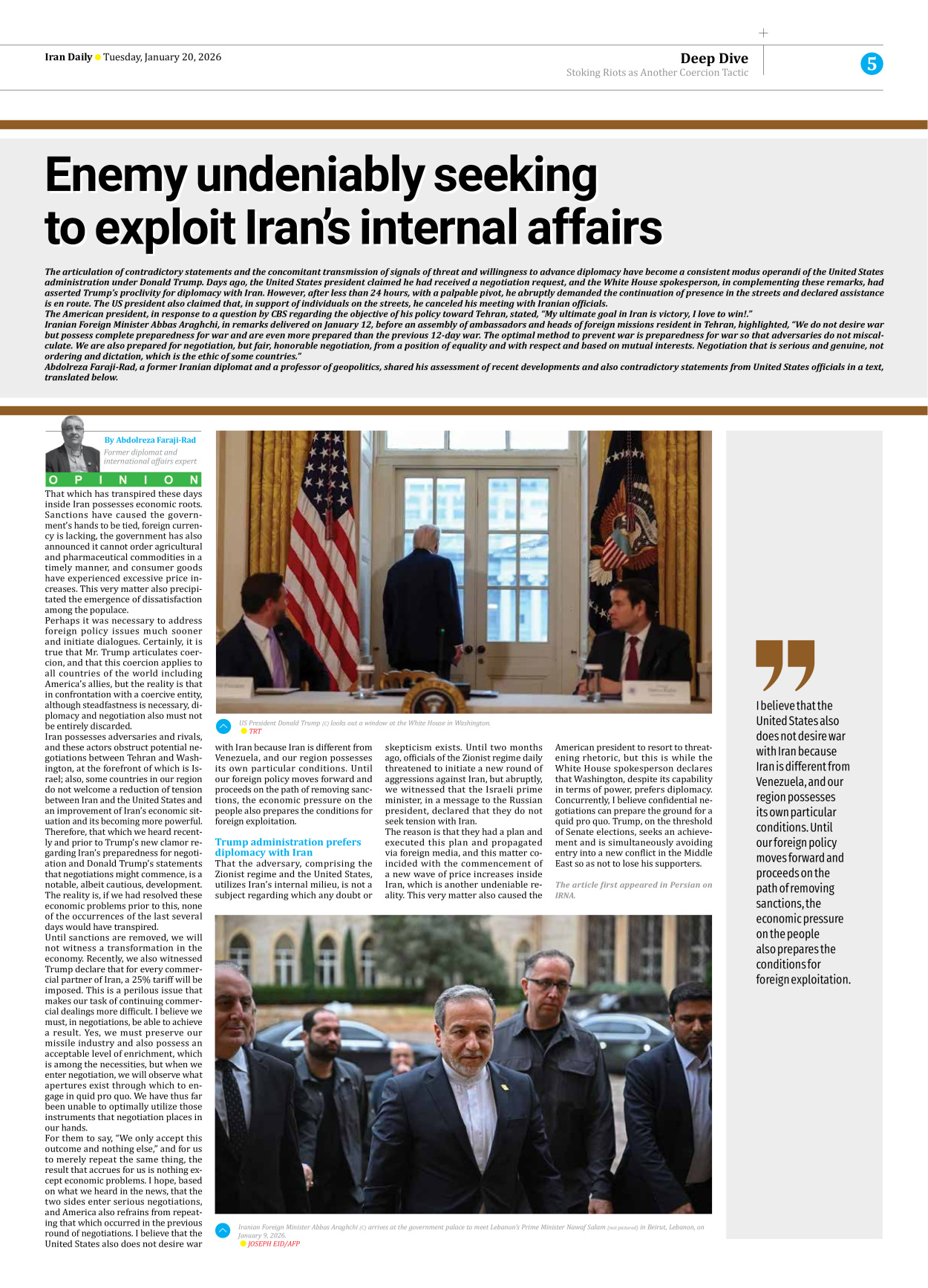 Iran Daily - Number Eight Thousand Thirty Two - 20 January 2026 - Page 5