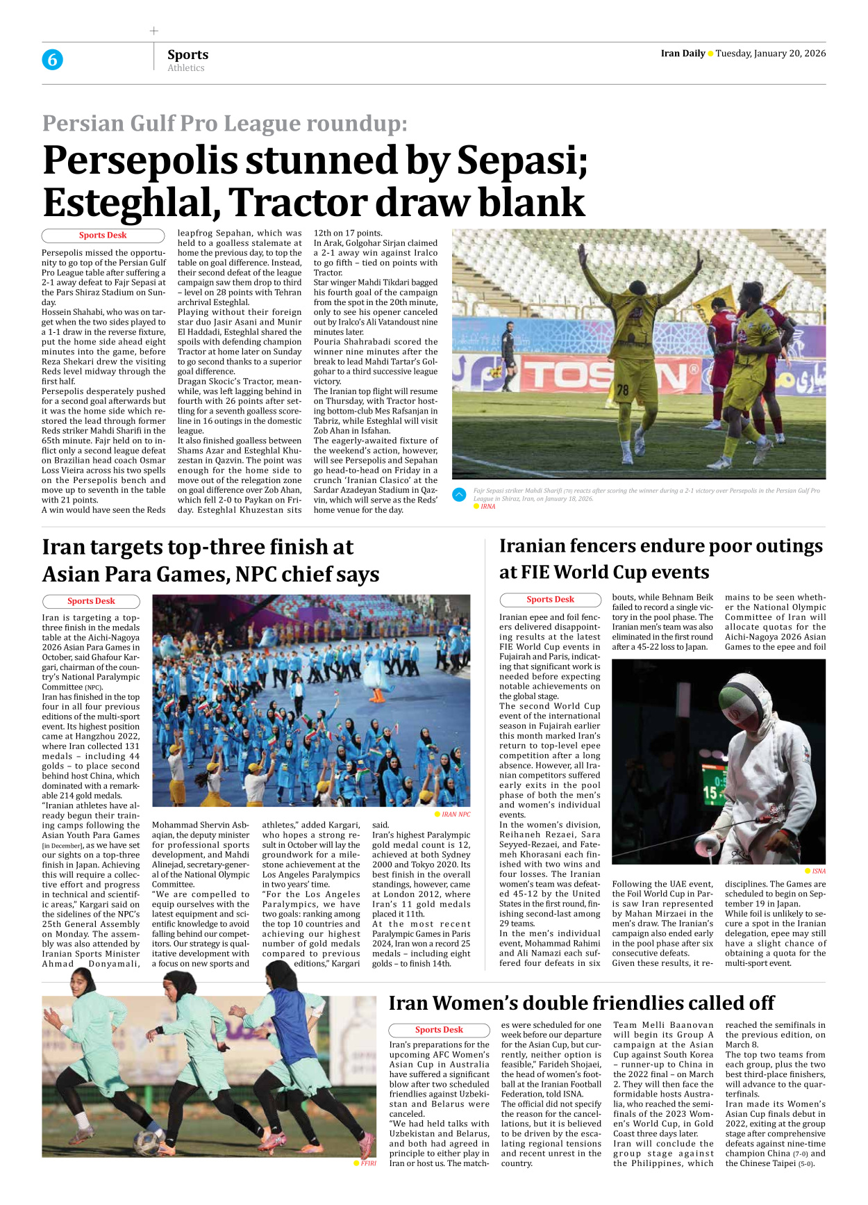 Iran Daily - Number Eight Thousand Thirty Two - 20 January 2026 - Page 6