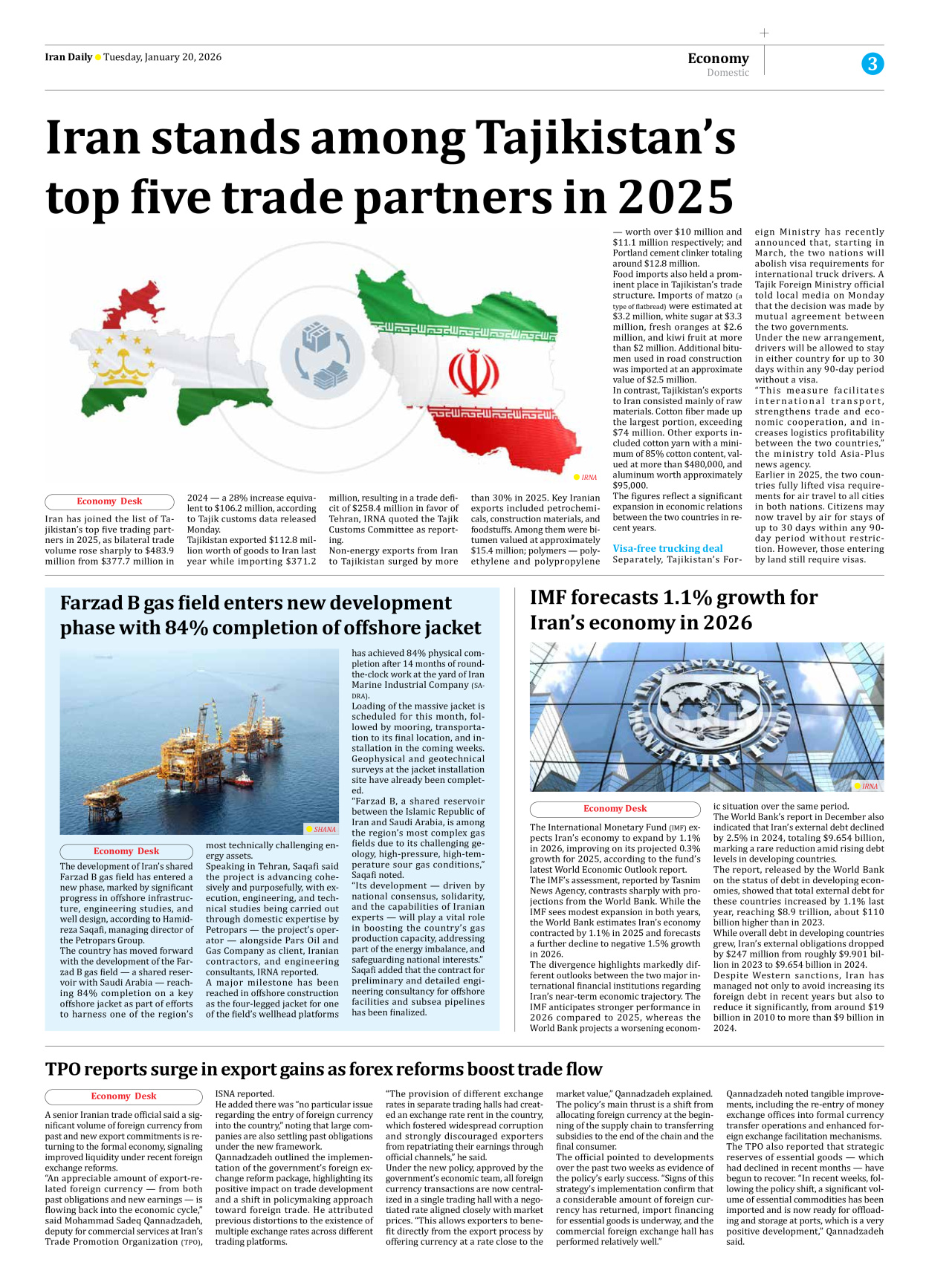 Iran Daily - Number Eight Thousand Thirty Two - 20 January 2026 - Page 3