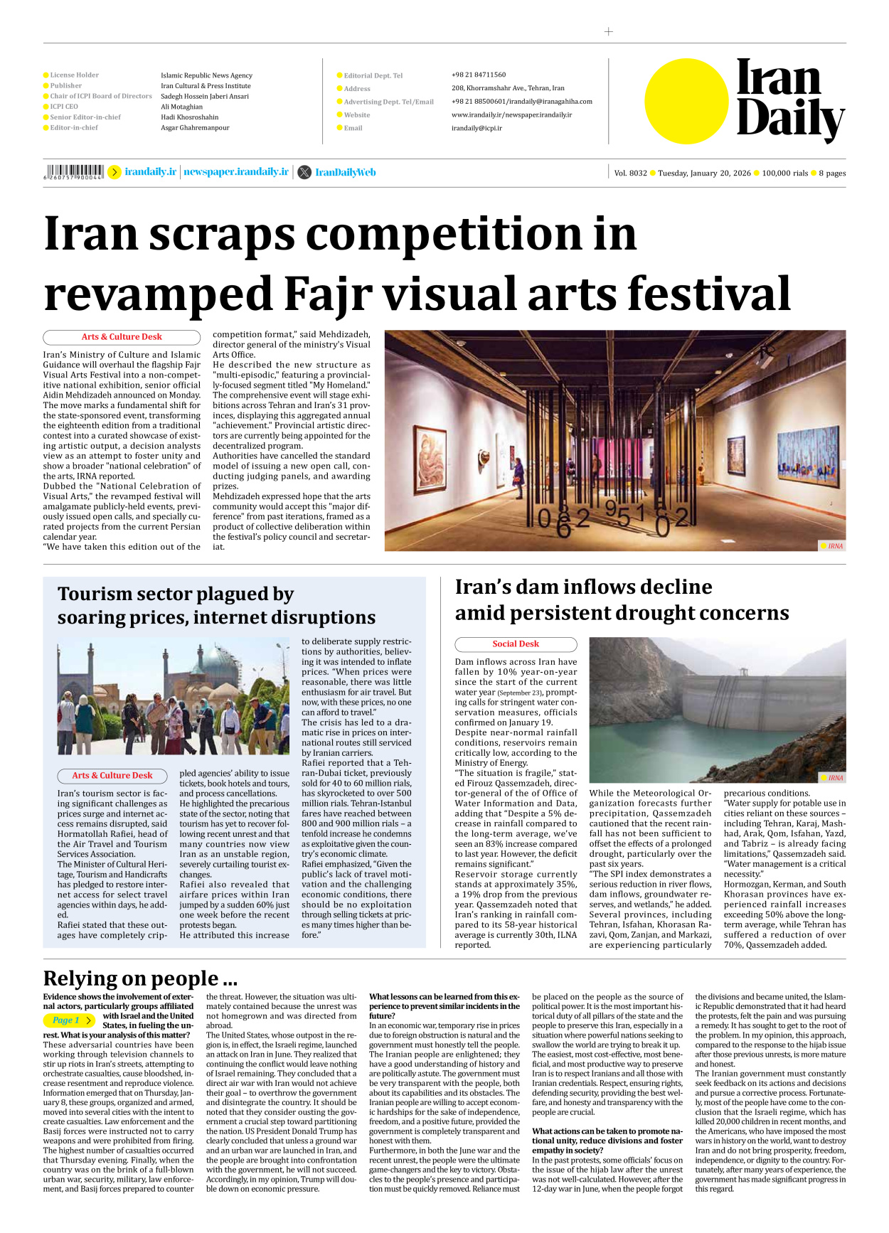 Iran Daily - Number Eight Thousand Thirty Two - 20 January 2026 - Page 8