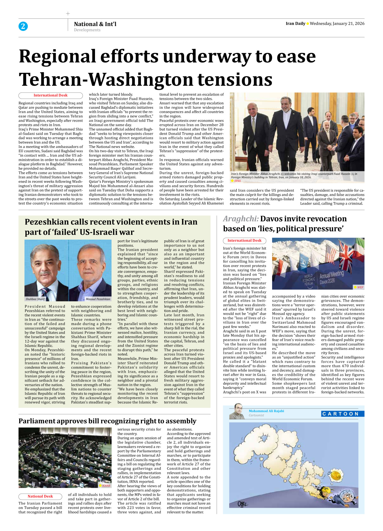 Iran Daily - Number Eight Thousand Thirty Three - 21 January 2026 - Page 2