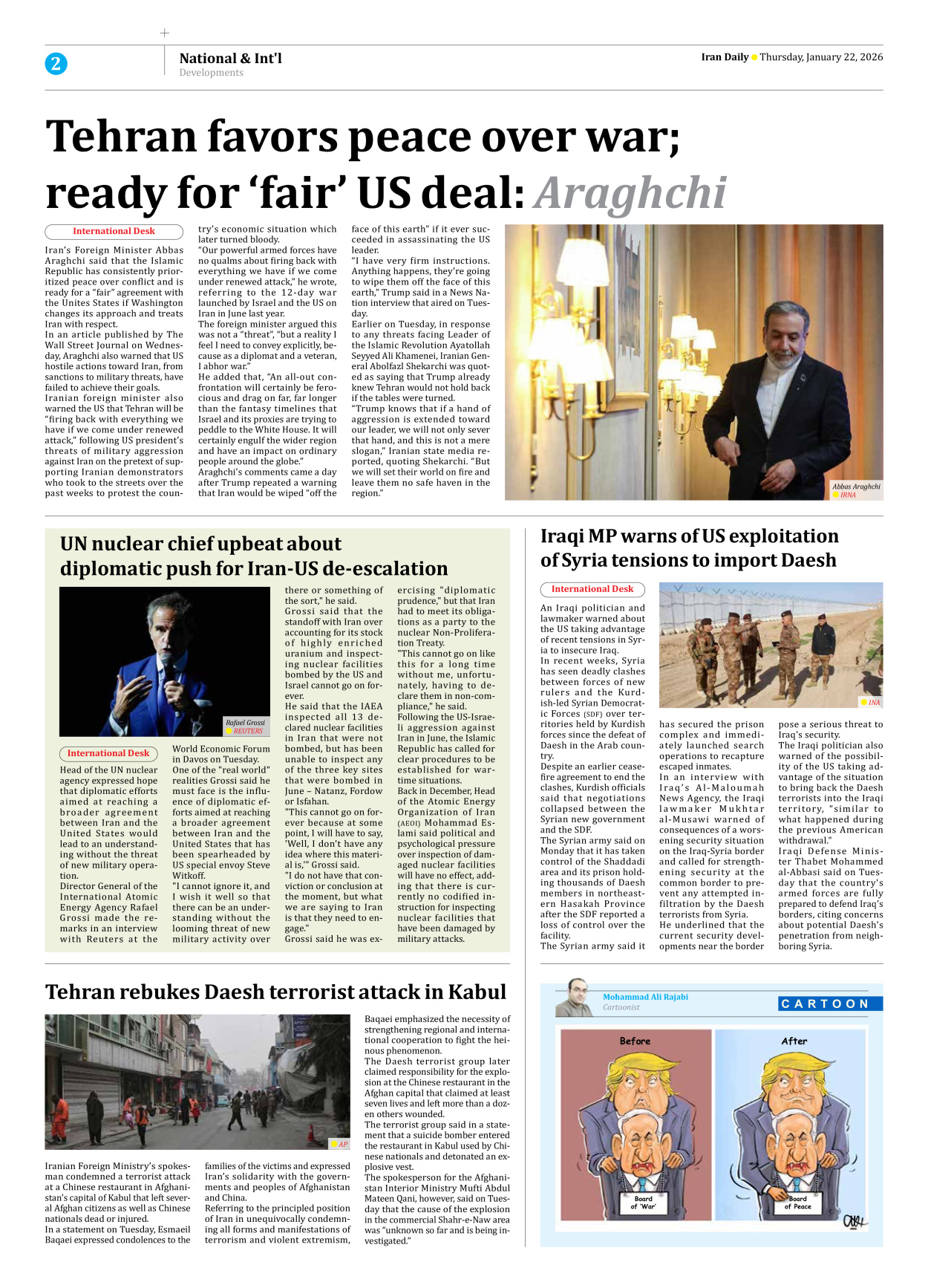 Iran Daily - Number Eight Thousand Thirty Four - 22 January 2026 - Page 2