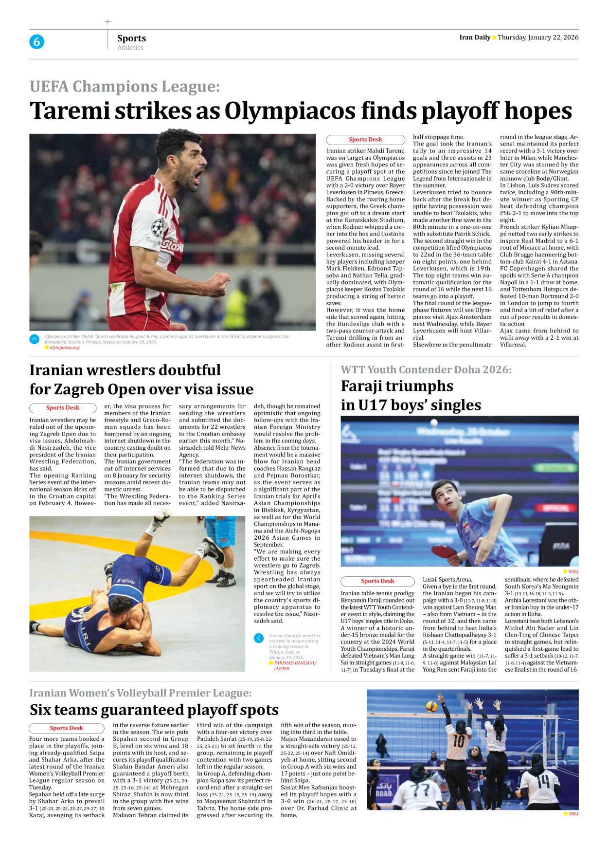 Iran Daily - Number Eight Thousand Thirty Four - 22 January 2026 - Page 6