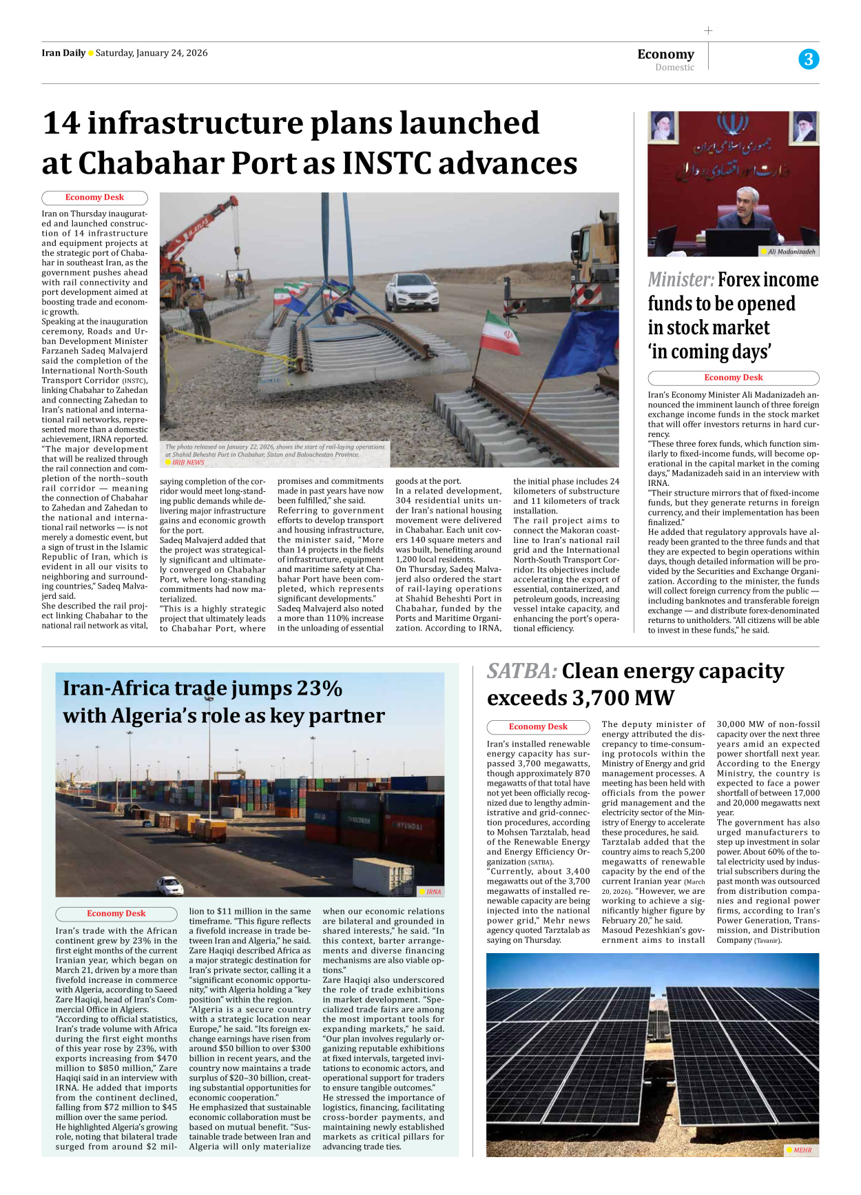 Iran Daily - Number Eight Thousand Thirty Five - 24 January 2026 - Page 3