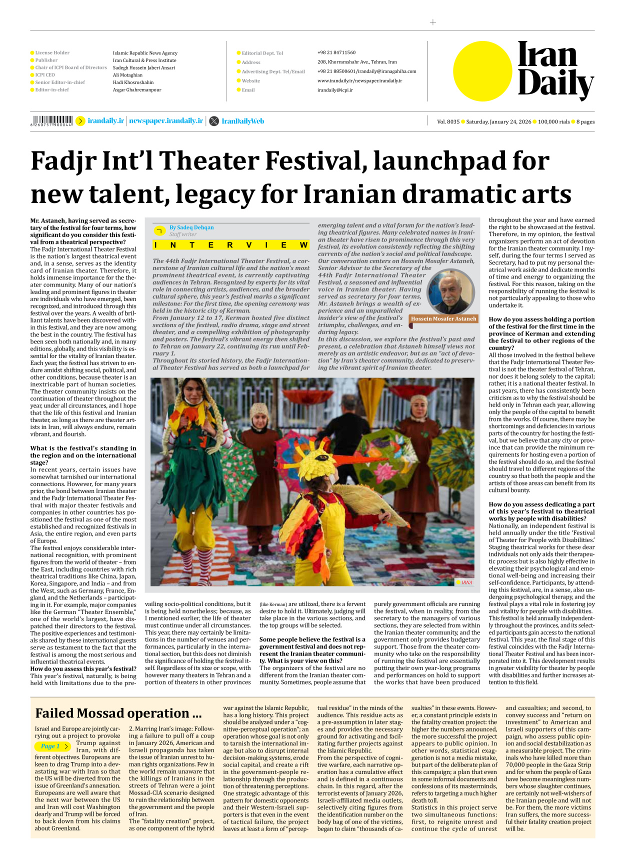 Iran Daily - Number Eight Thousand Thirty Five - 24 January 2026 - Page 8