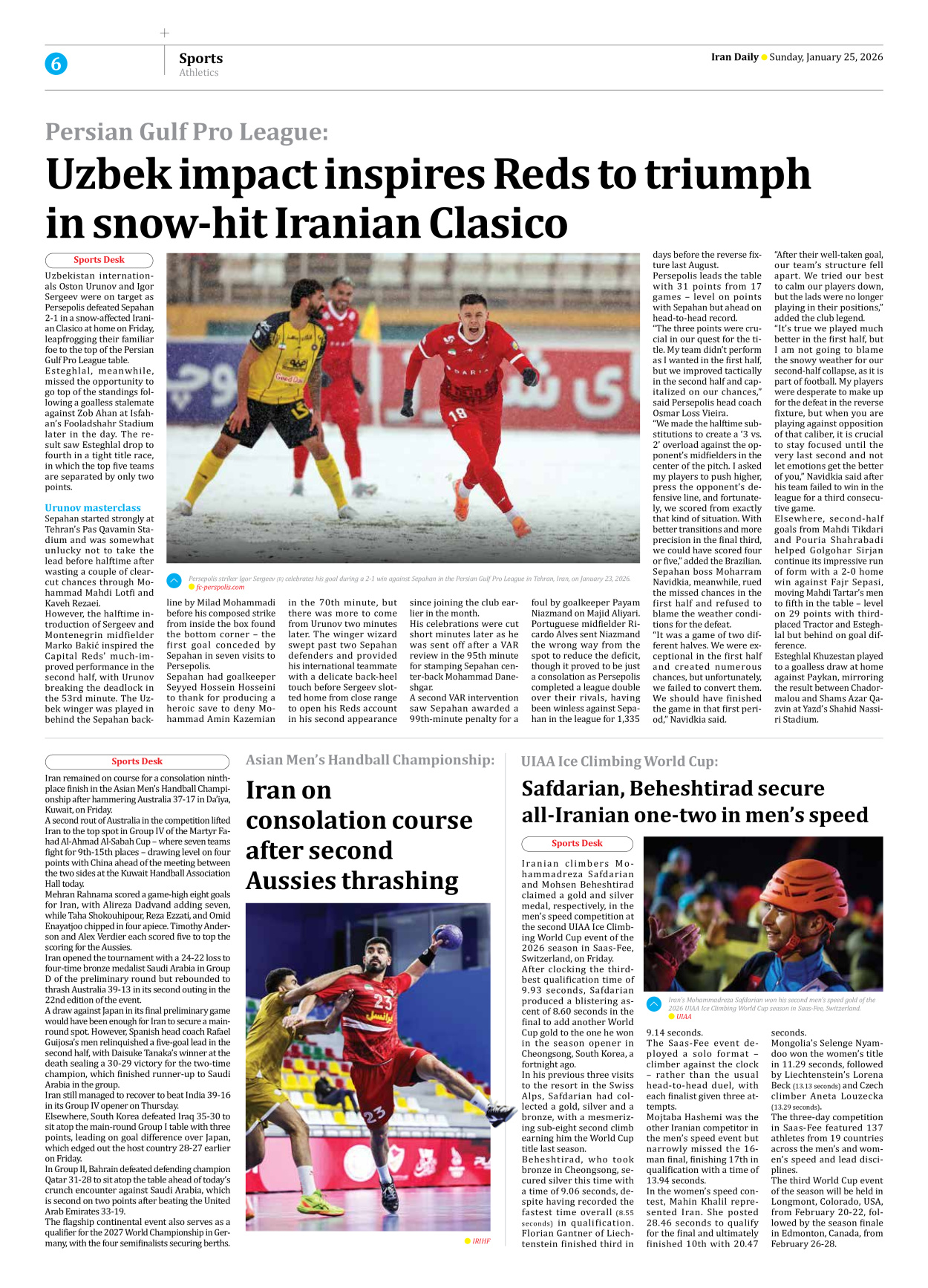 Iran Daily - Number Eight Thousand Thirty Six - 25 January 2026 - Page 6