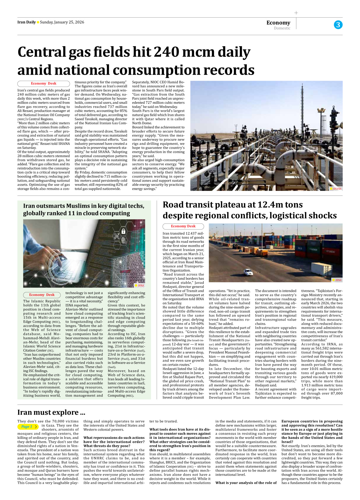 Iran Daily - Number Eight Thousand Thirty Six - 25 January 2026 - Page 3