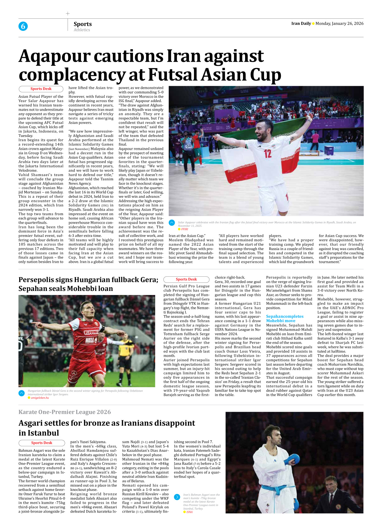 Iran Daily - Number Eight Thousand Thirty Seven - 26 January 2026 - Page 6