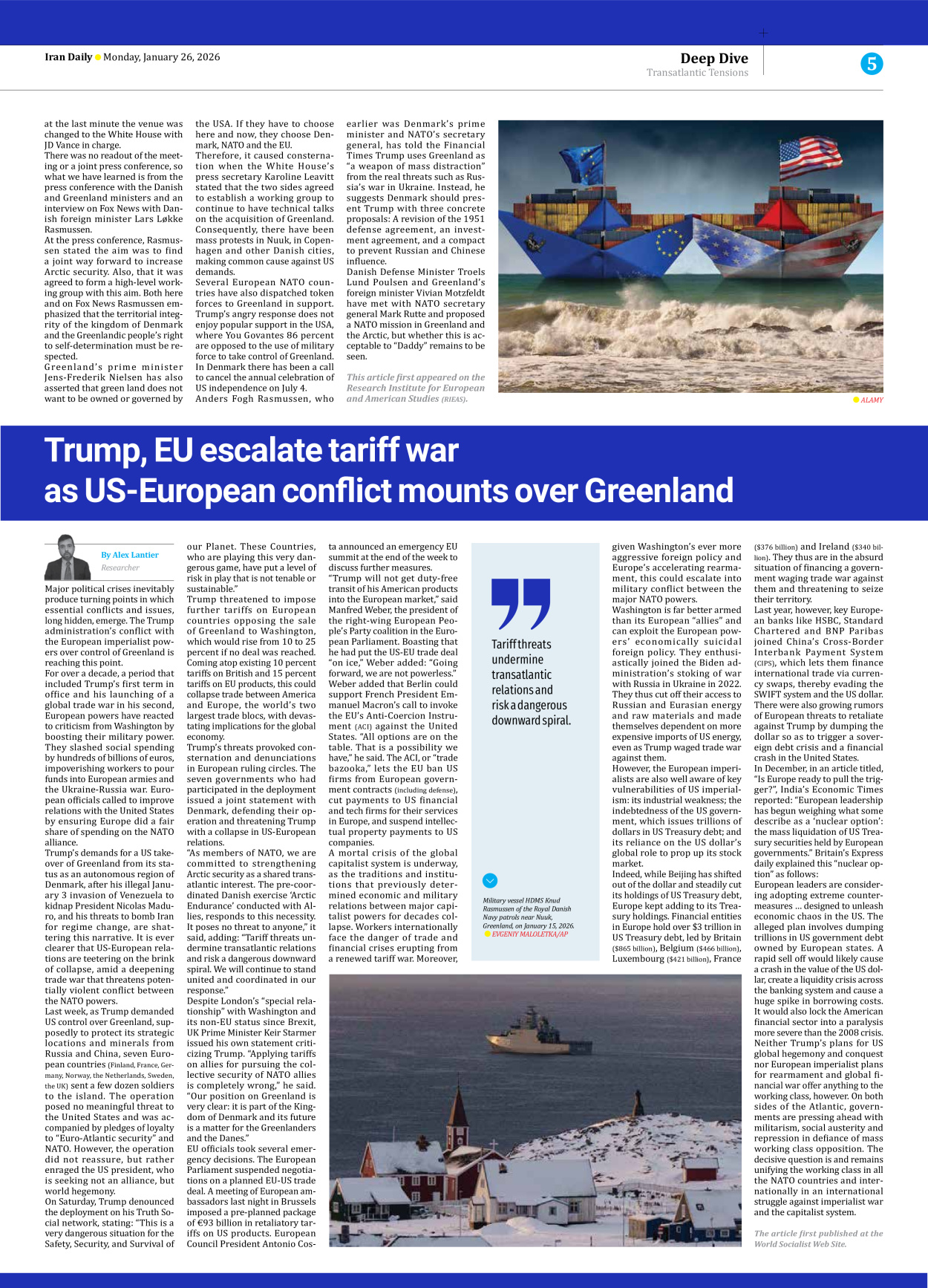 Iran Daily - Number Eight Thousand Thirty Seven - 26 January 2026 - Page 5