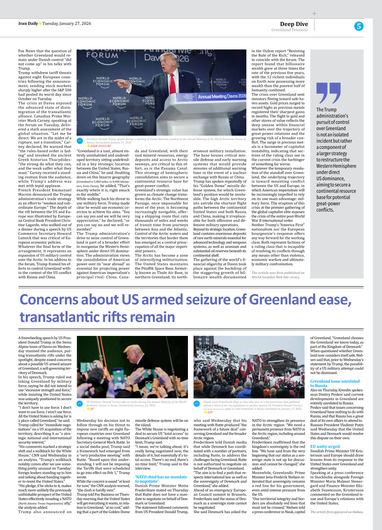 Iran Daily - Number Eight Thousand Thirty Eight - 27 January 2026 - Page 5