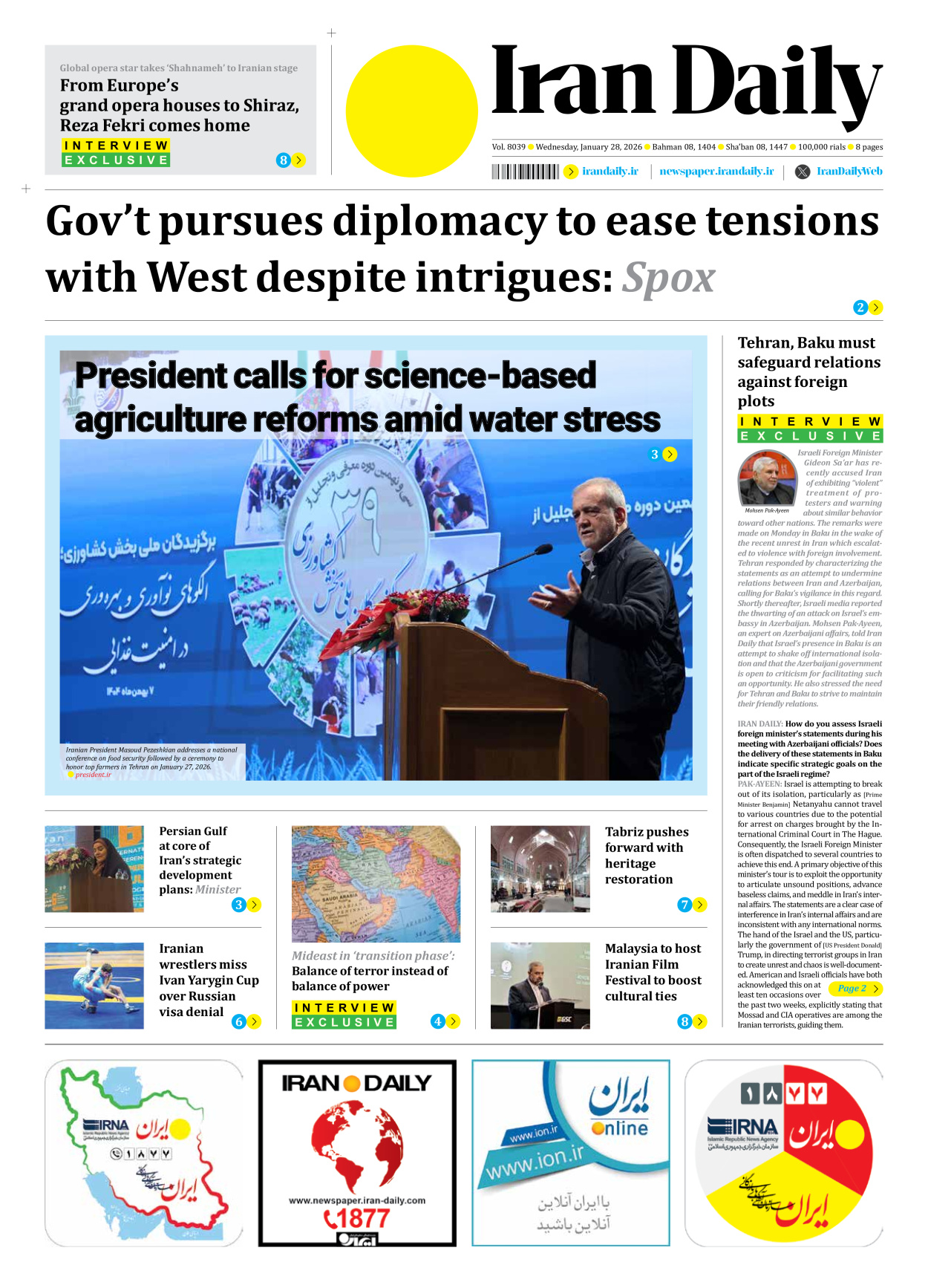 Iran Daily - Number Eight Thousand Thirty Nine - 28 January 2026