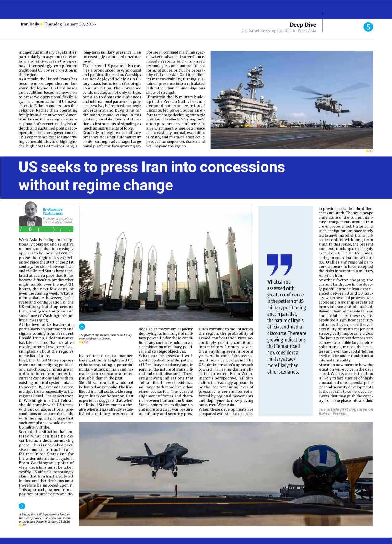 Iran Daily - Number Eight Thousand Forty - 29 January 2026 - Page 5