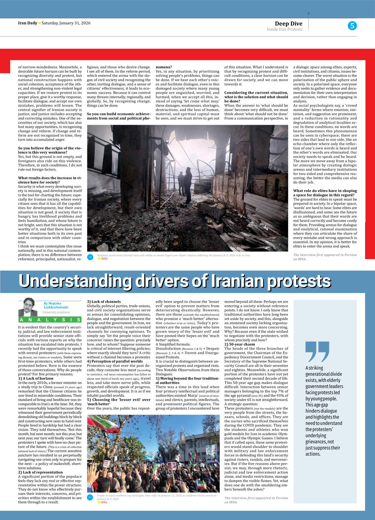 Iran Daily - Number Eight Thousand Forty One - 31 January 2026 - Page 5
